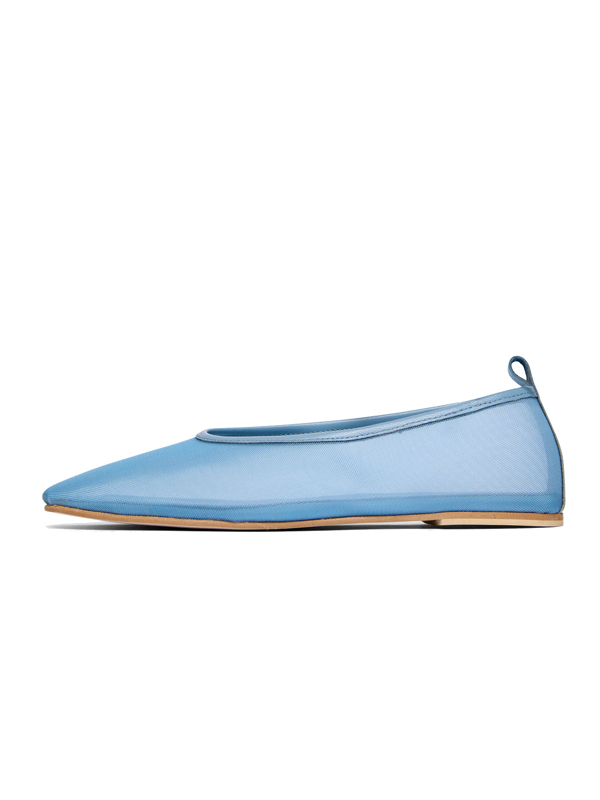 Blue Mesh Square-Toe Simple Ankle Strap Stylish Flats