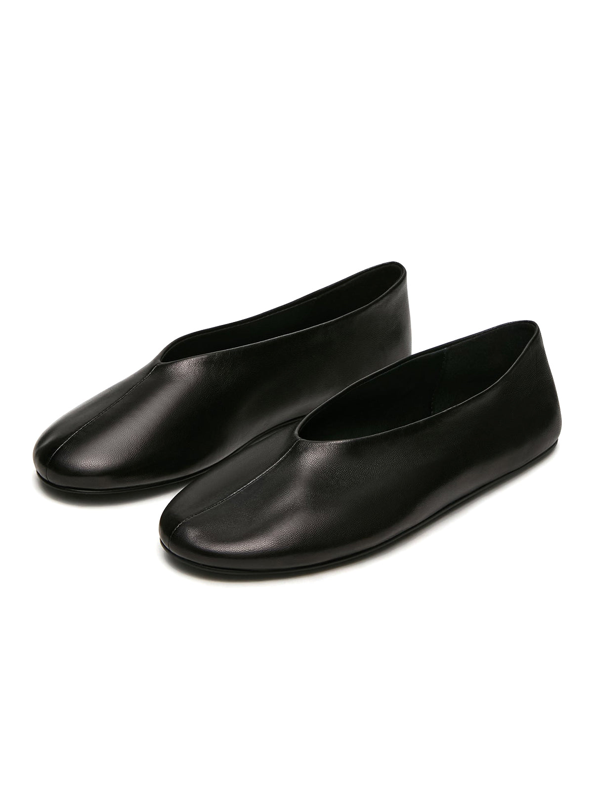 Simple Round-Toe Slip-On Ballet Flats - Black