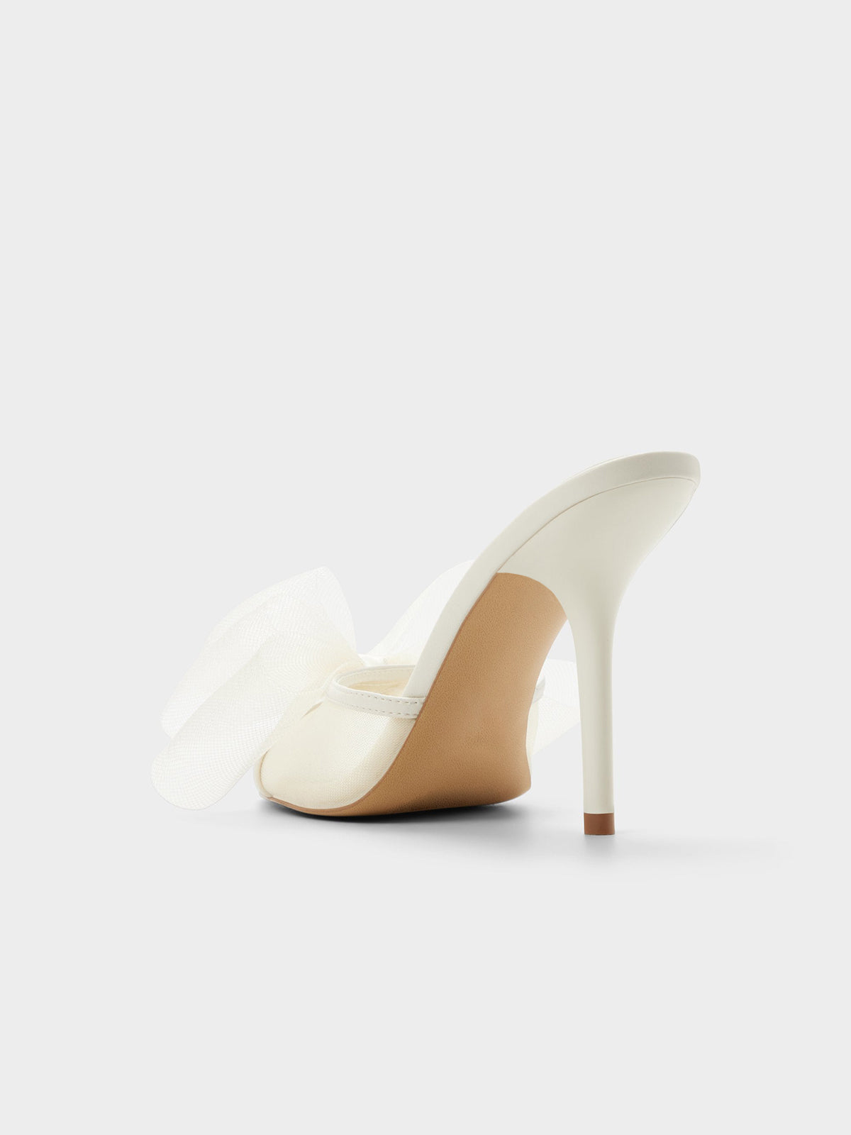 Bone Mesh Pointed-Toe Front Big Bow Slip-On Chic High Heels