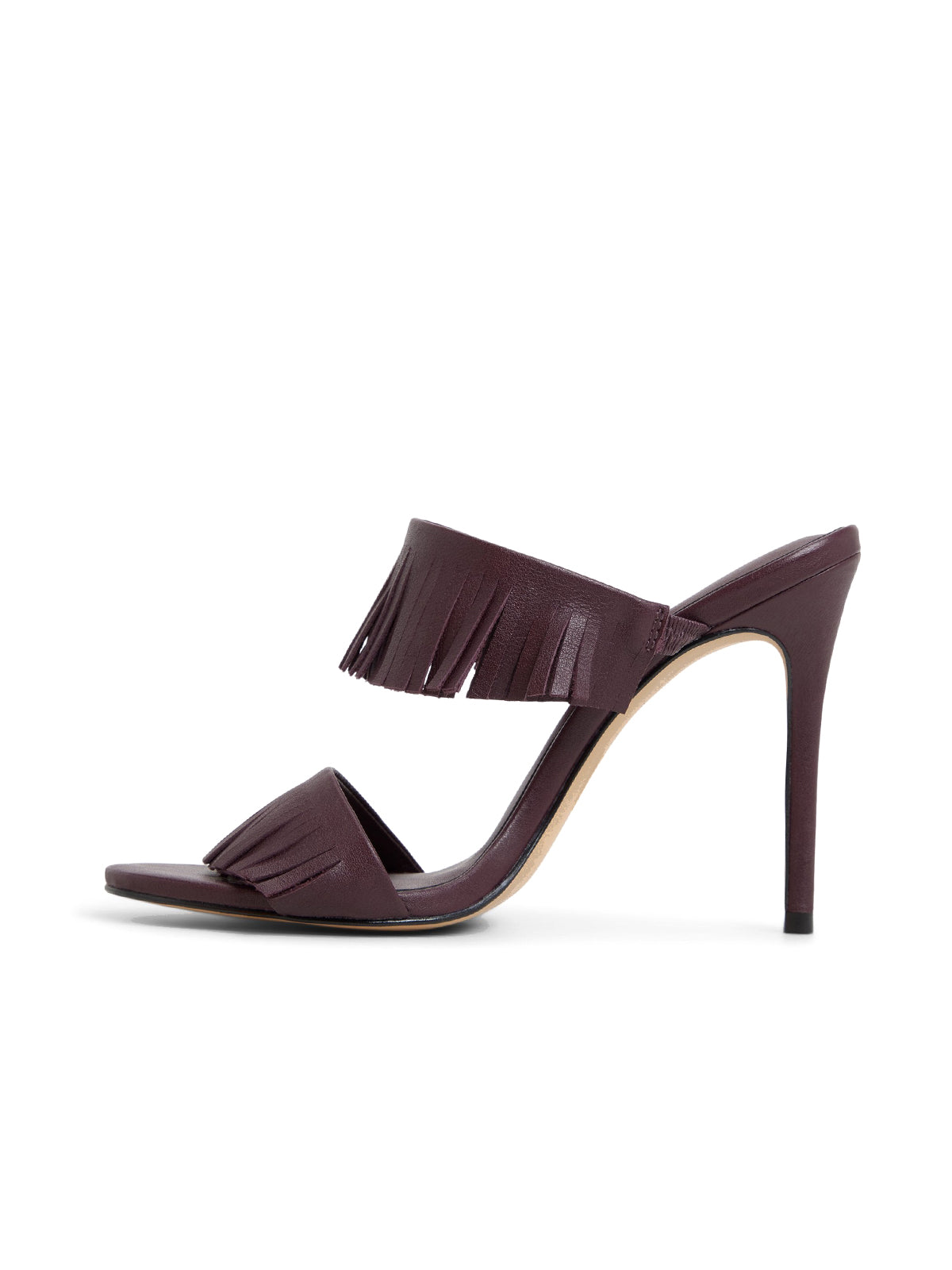 Purple Open Round-Toe Fringe High Heels
