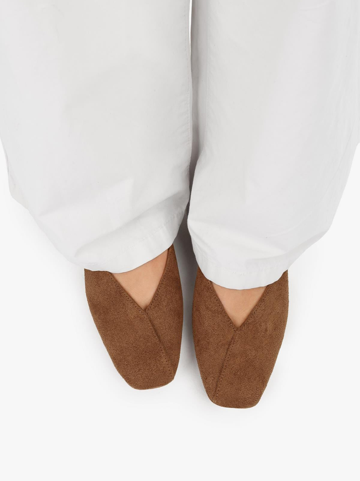 Brown Square-Toe Classic Buckle Back Strap Slip-On Flats