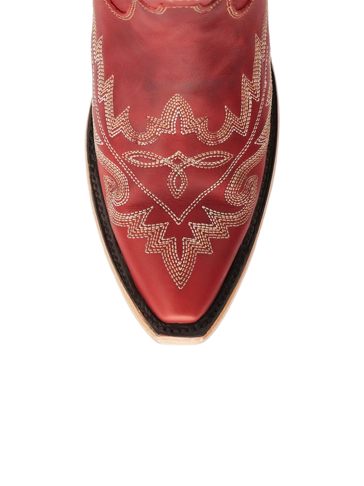 Snip-Toe Embroidery Half-Zip Back Lace-Up Knee High Cowgirl Boots - Ruby Red