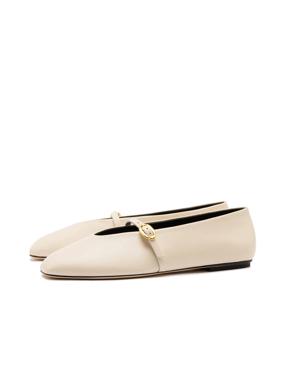 Ivory Square-Toe Buckle Mary Jane Ballet Classic Flats