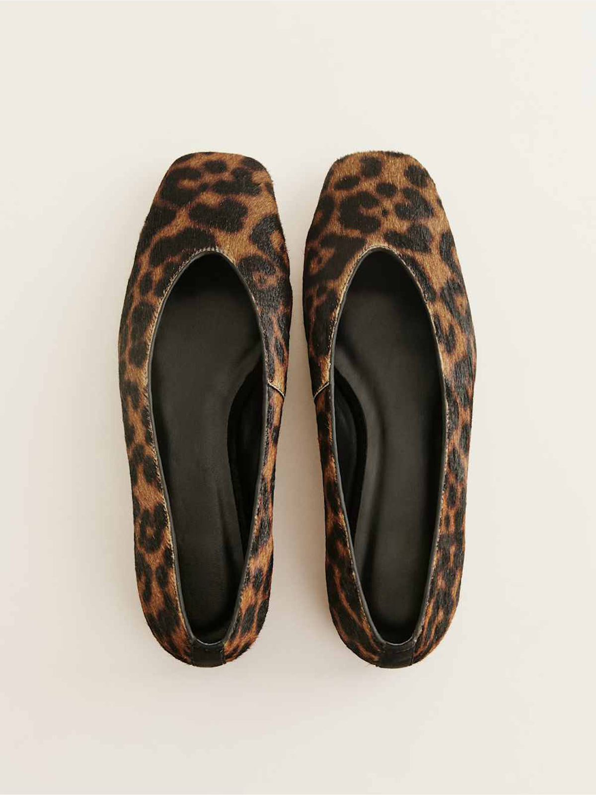 Sleek Square-Toe Classic Slip-On Ballet Flats – Leopard Pony Hair