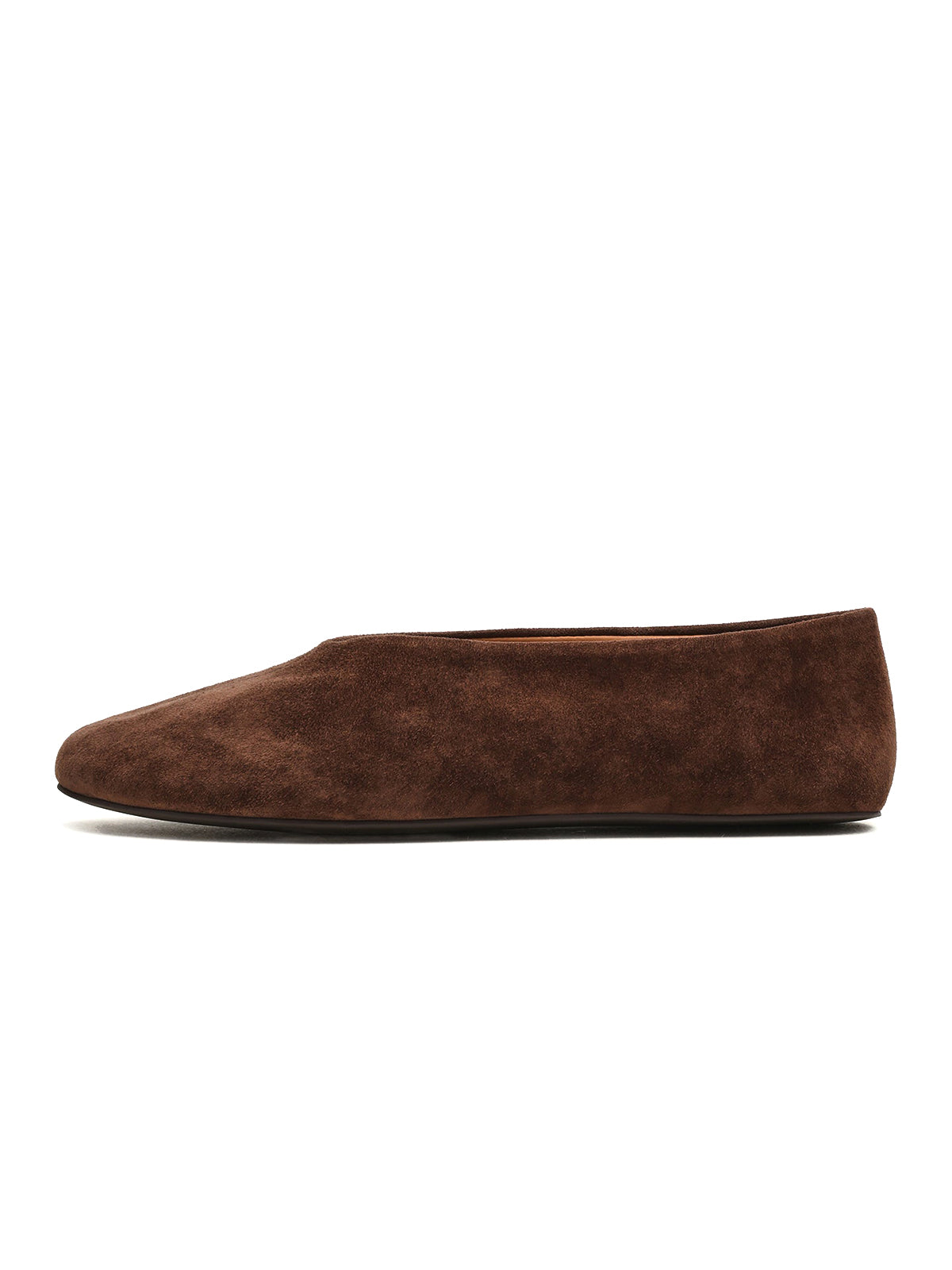 Simple Round-Toe Slip-On Ballet Flats - Brown