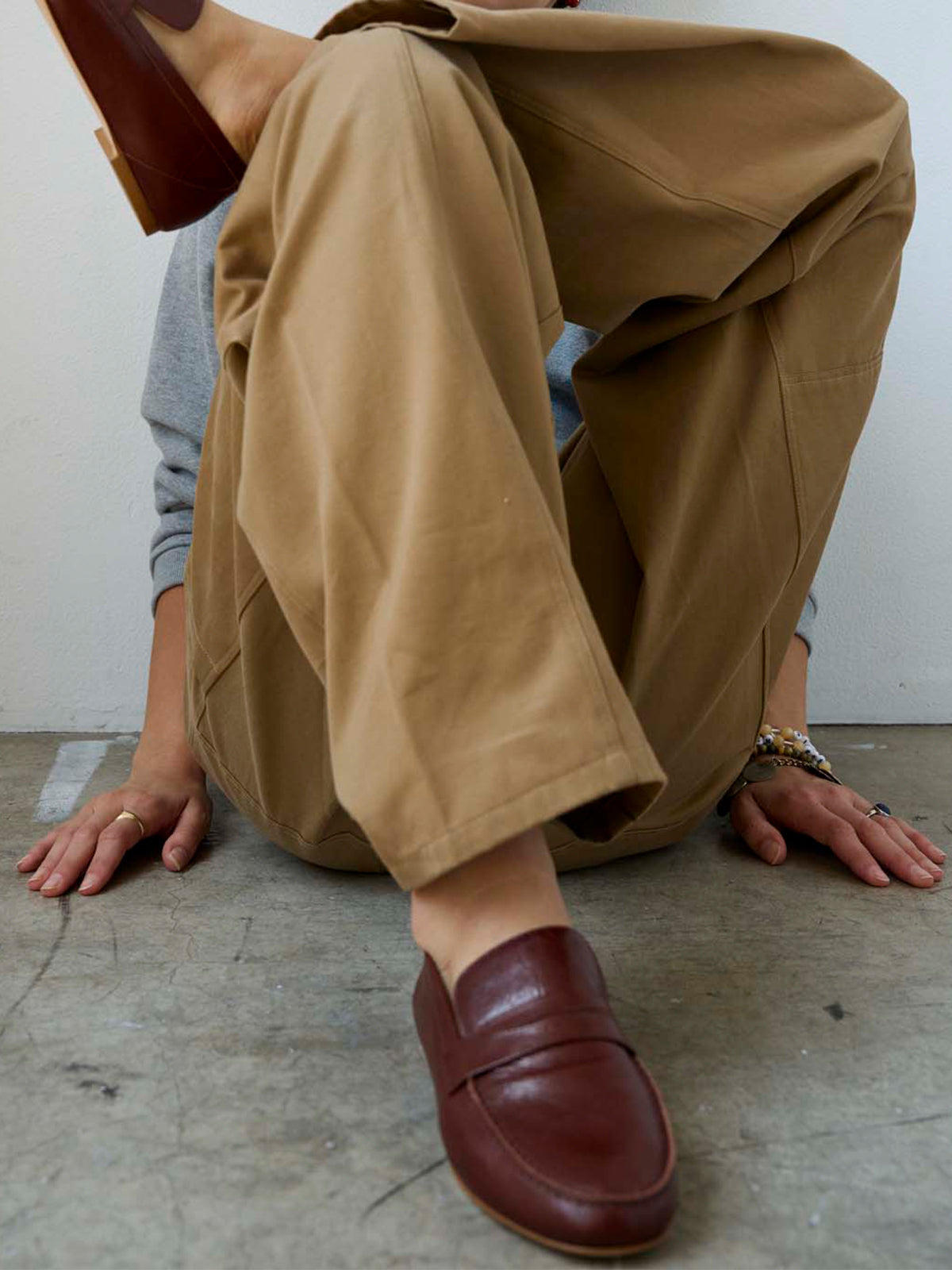 Round-Toe Slip-On Chic Loafers Flats - Burgundy