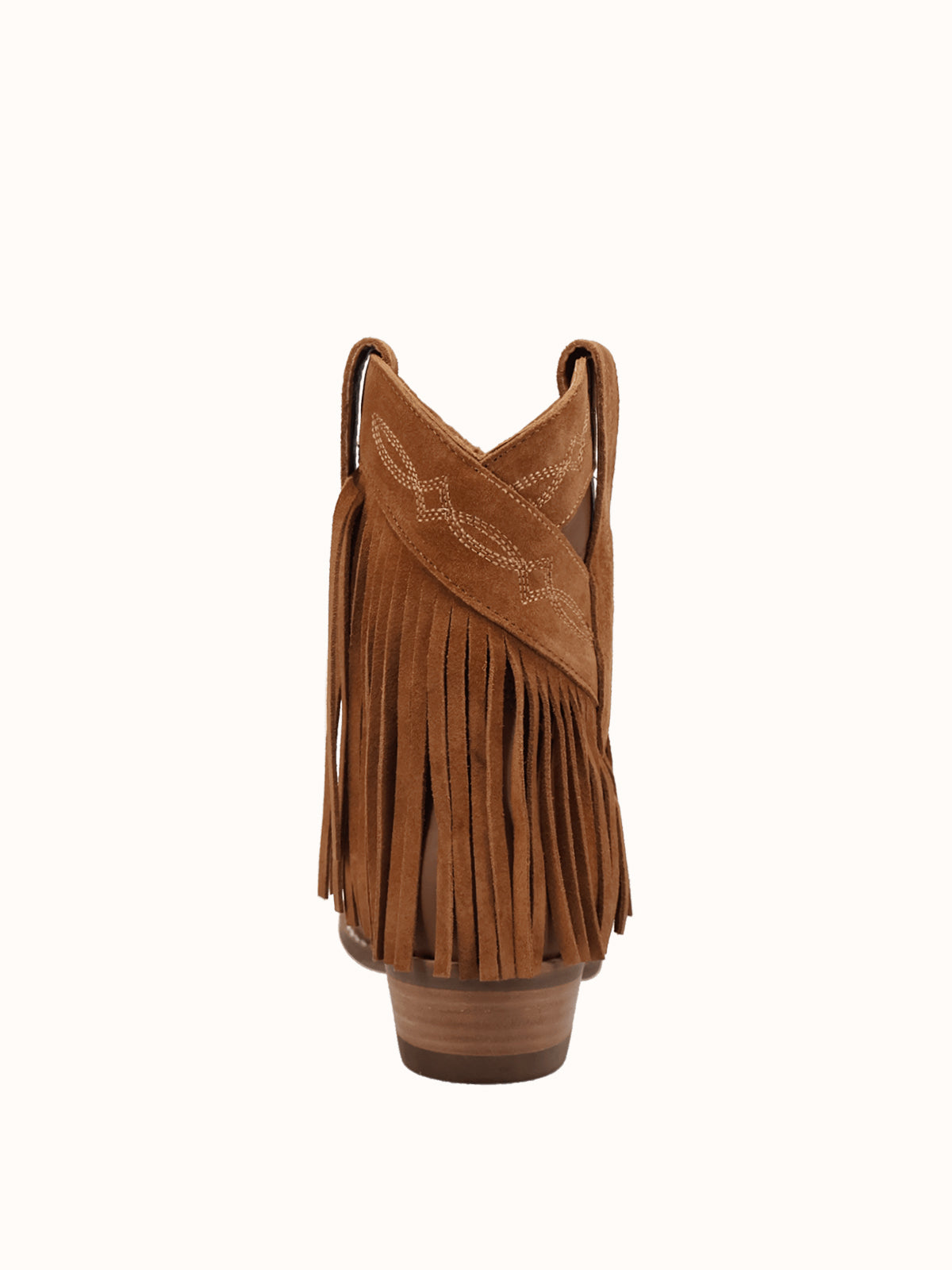 Brown Snip-Toe Faux Suede Fringe Chic Ankle Cowgirl Boots