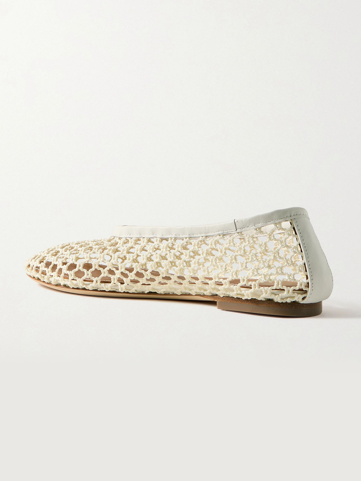 Ivory Mesh Round-Toe Slip-On Ballet Stylish Flats