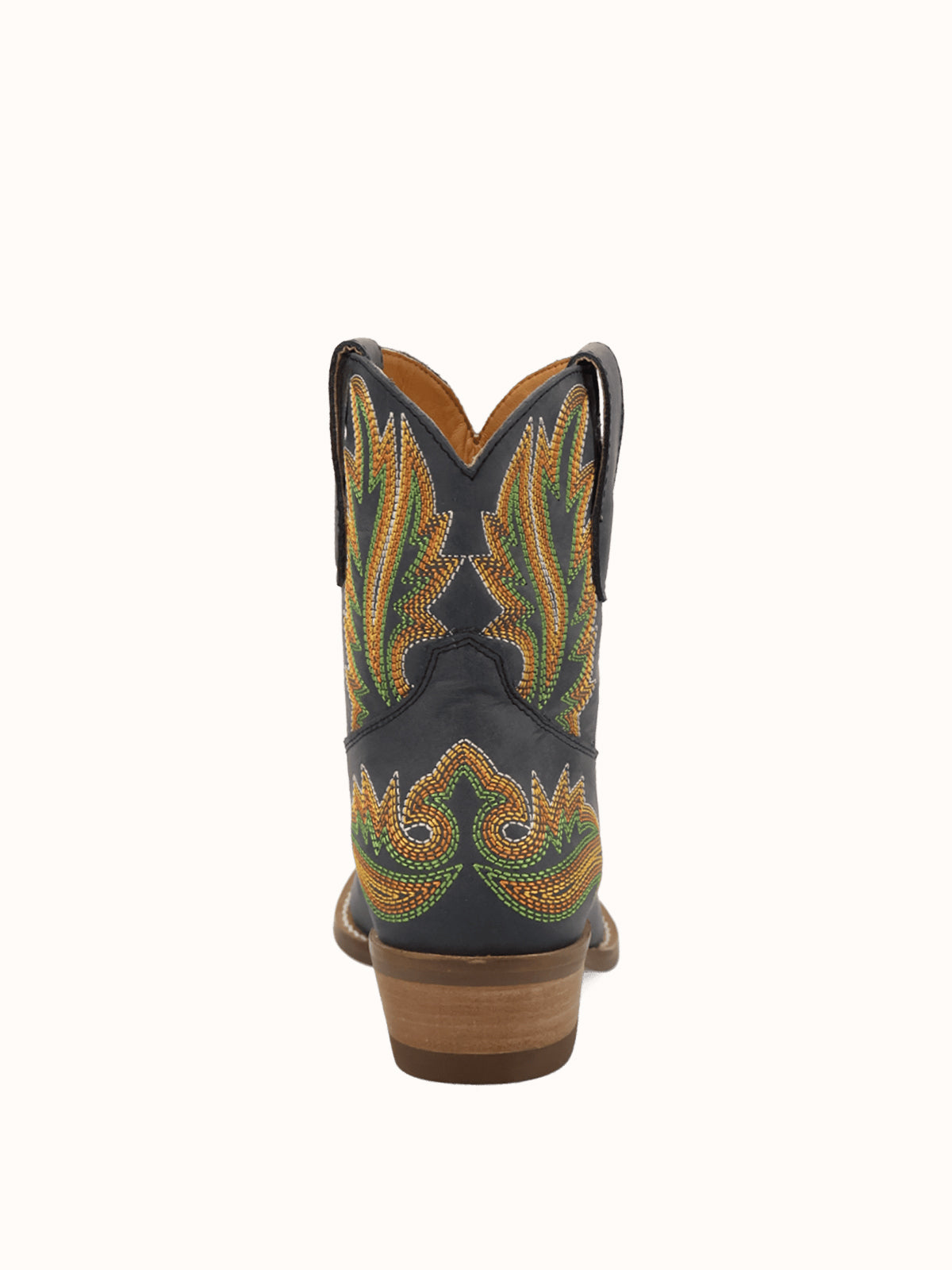 Black Snip-Toe Chic Flame Embroidery Sleek Ankle Cowgirl Boots