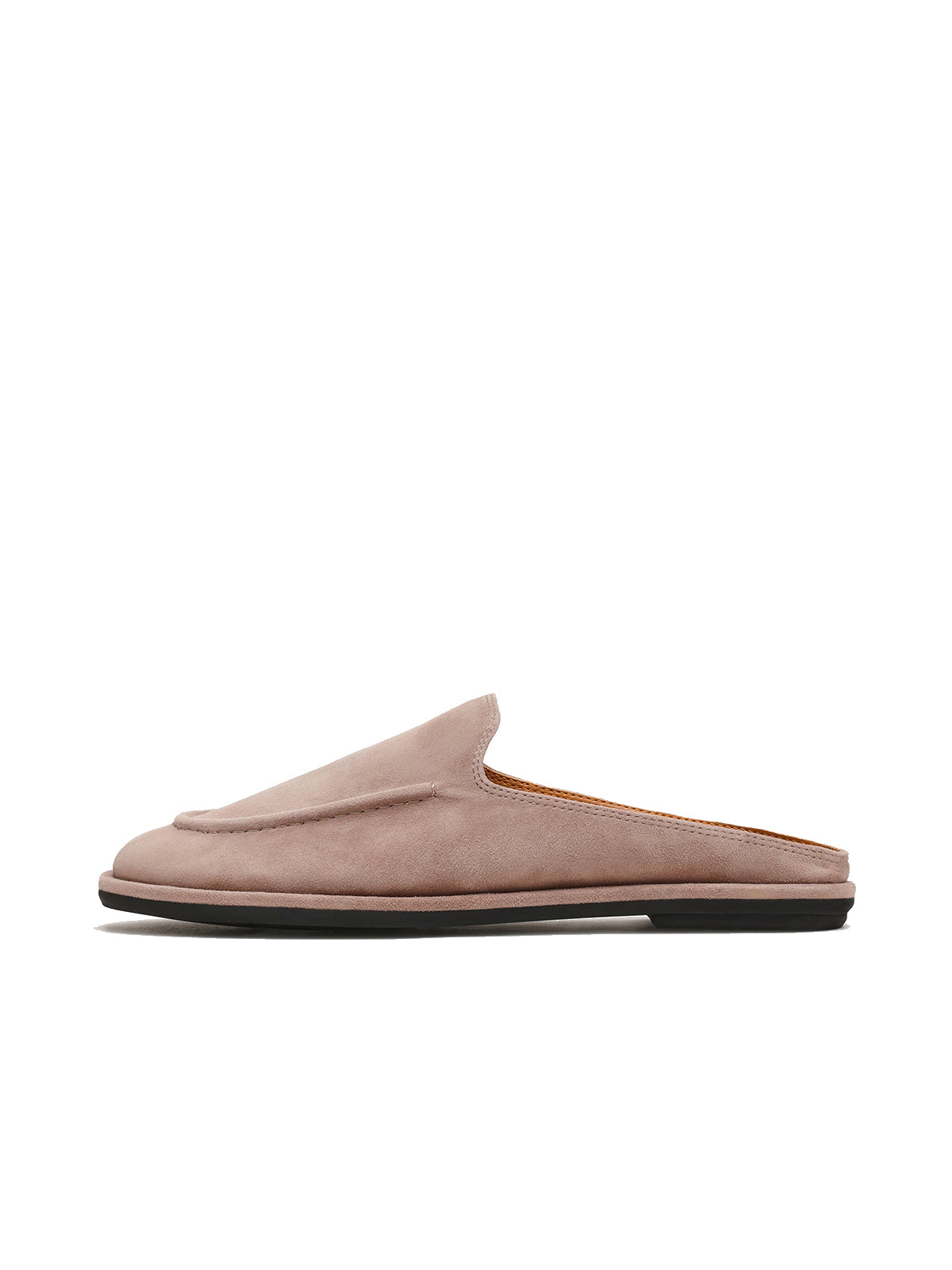 Taupe Faux Suede Round-Toe Slip-On Backless Flats