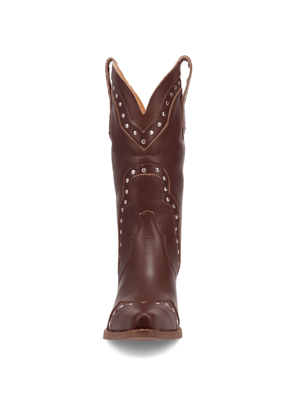 Studded Snip-Toe Classic Mid Calf Cowgirl Boots - Brown
