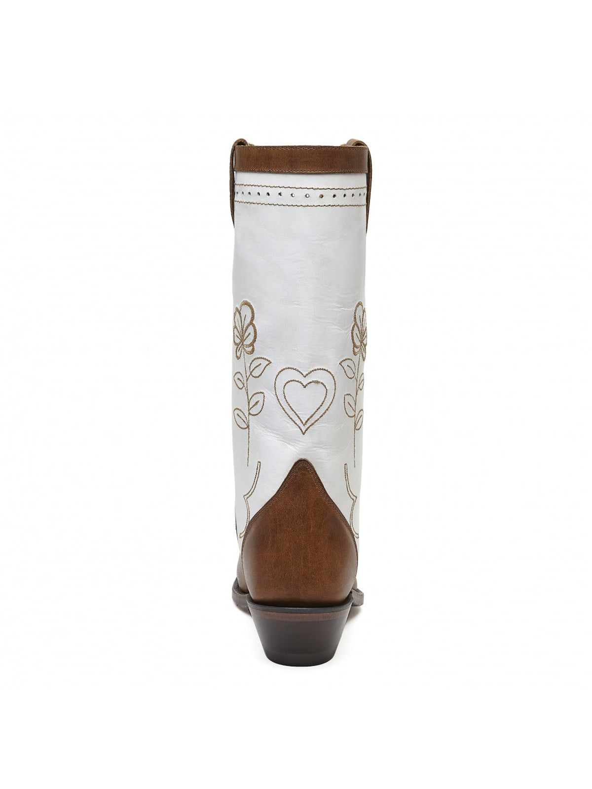 Brown Studs Snip-Toe Applique Cowgirl Wesern Mid Calf Boots