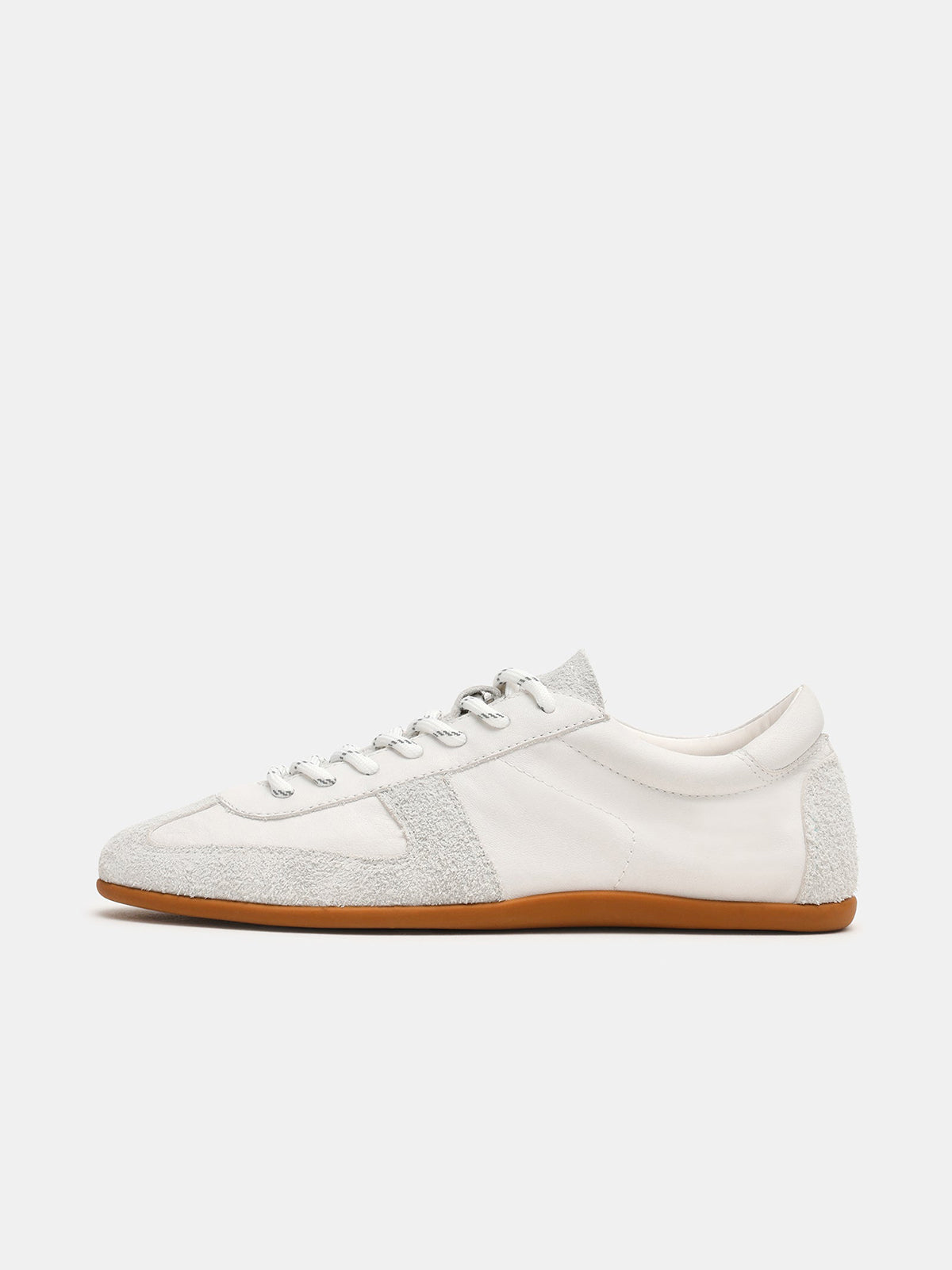 White Round-Toe Chic Lace-Up Classic Sneakers Flats