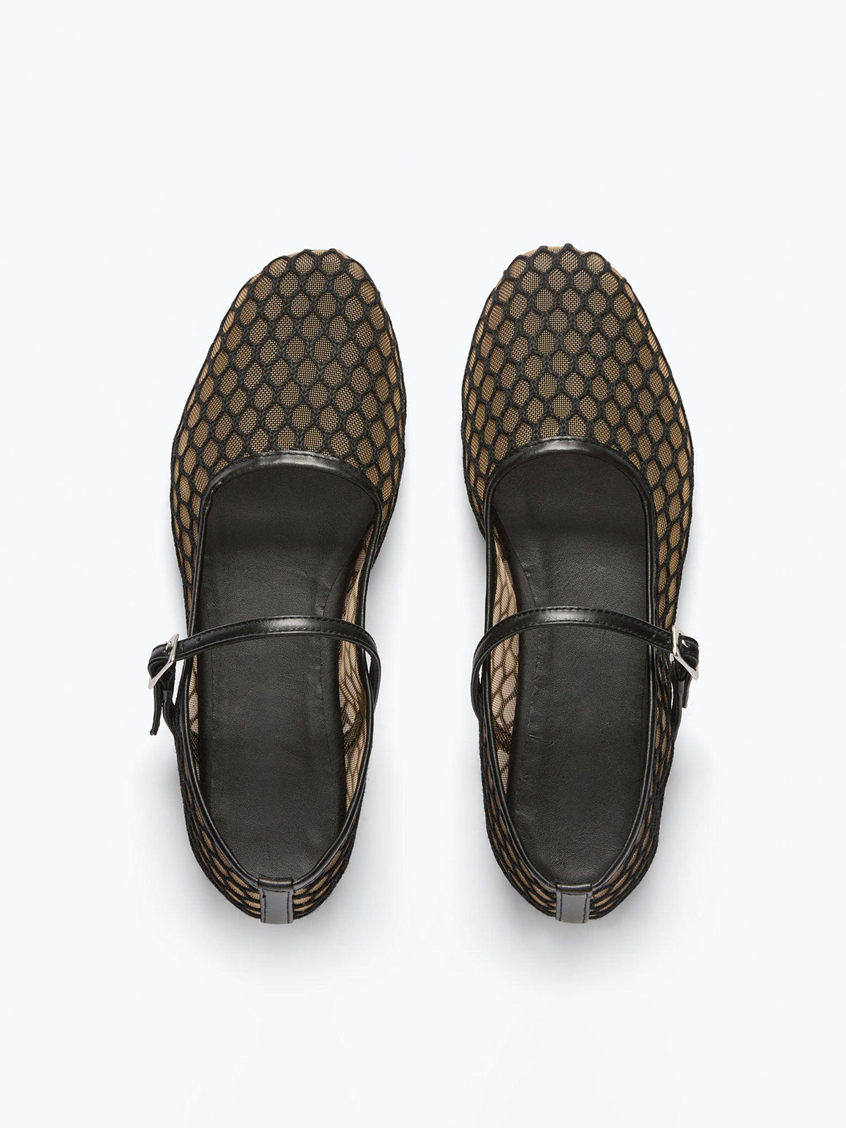 Черни обувки Mary Jane с кръгли пръсти и мрежеста презрамка тип „мери Джейн“