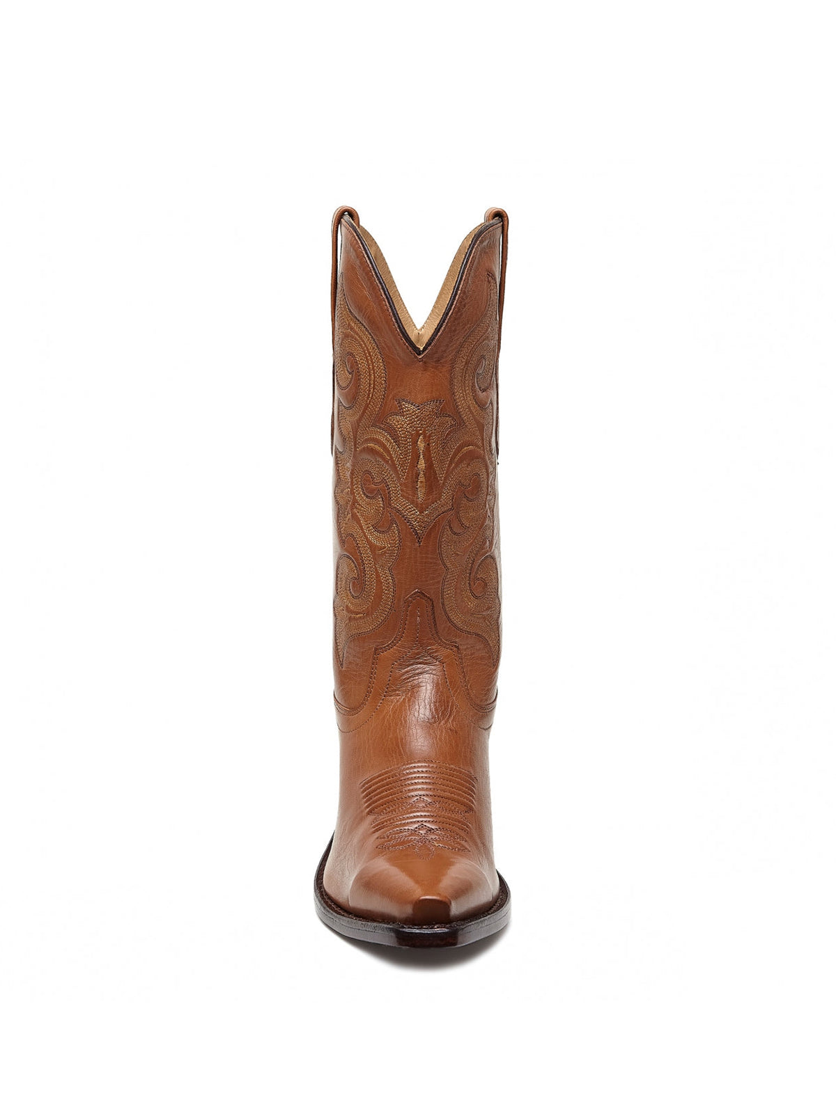 Brown Snip-Toe Exquisite Embroidery Cowgirl Mid Calf Western Boots