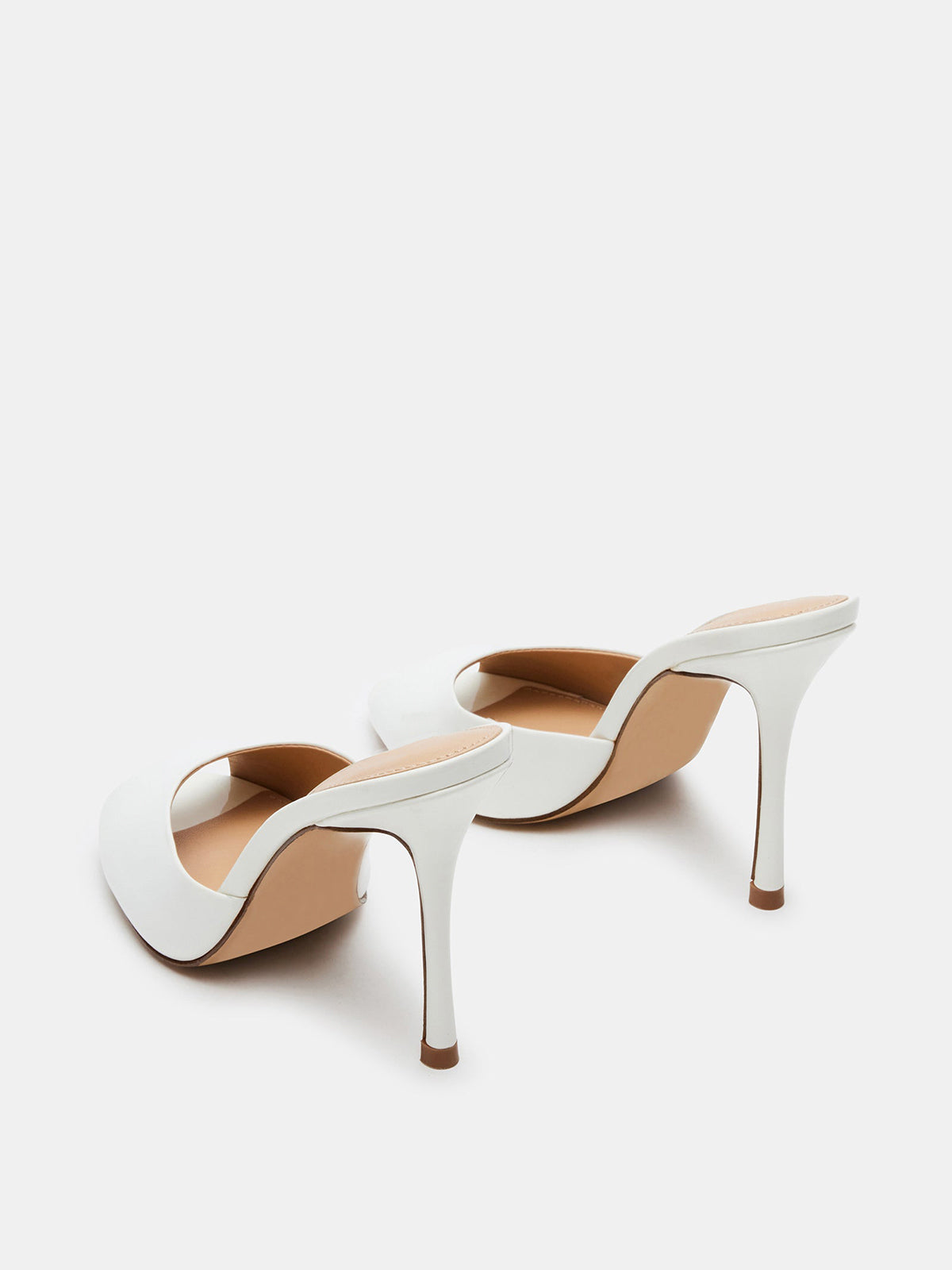 Round-Toe Slip-On High Stiletto Heels Pumps - Patent White