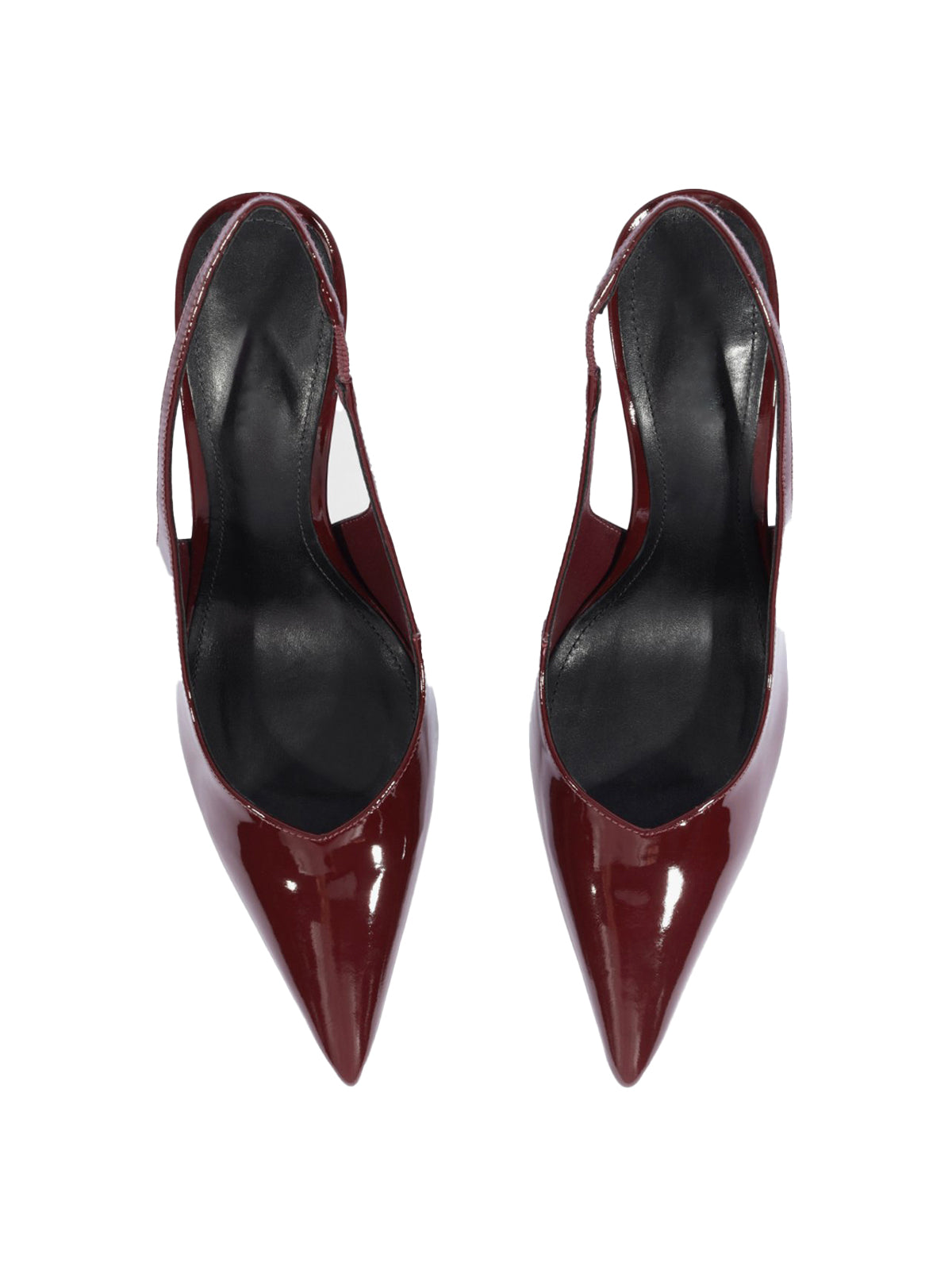 Slingback Pointed-Toe Simple Kitten Heels - Patent Burgundy