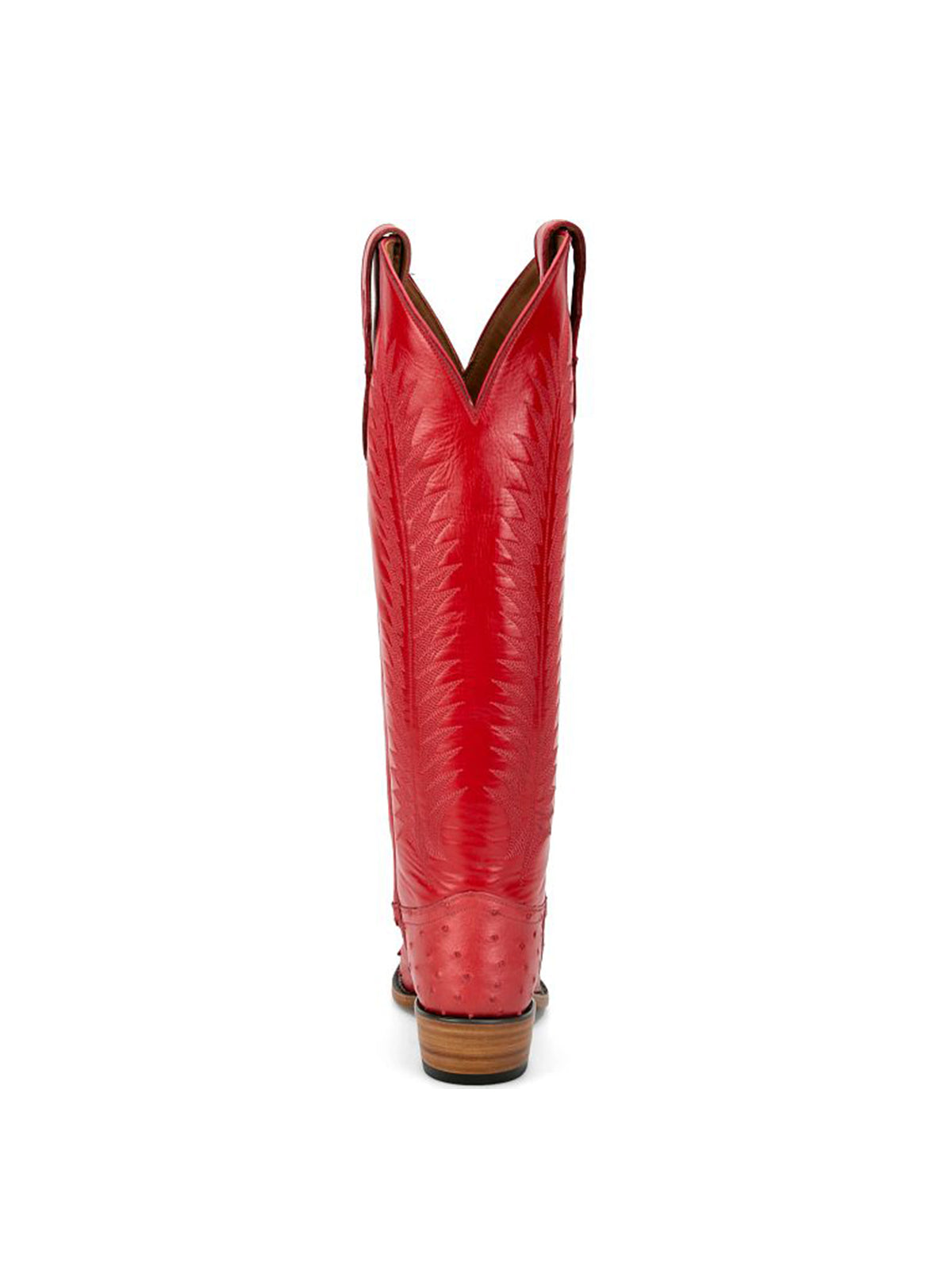Red Ostrich Print Snip-Toe Western Stitch Knee High Cowgirl Boots