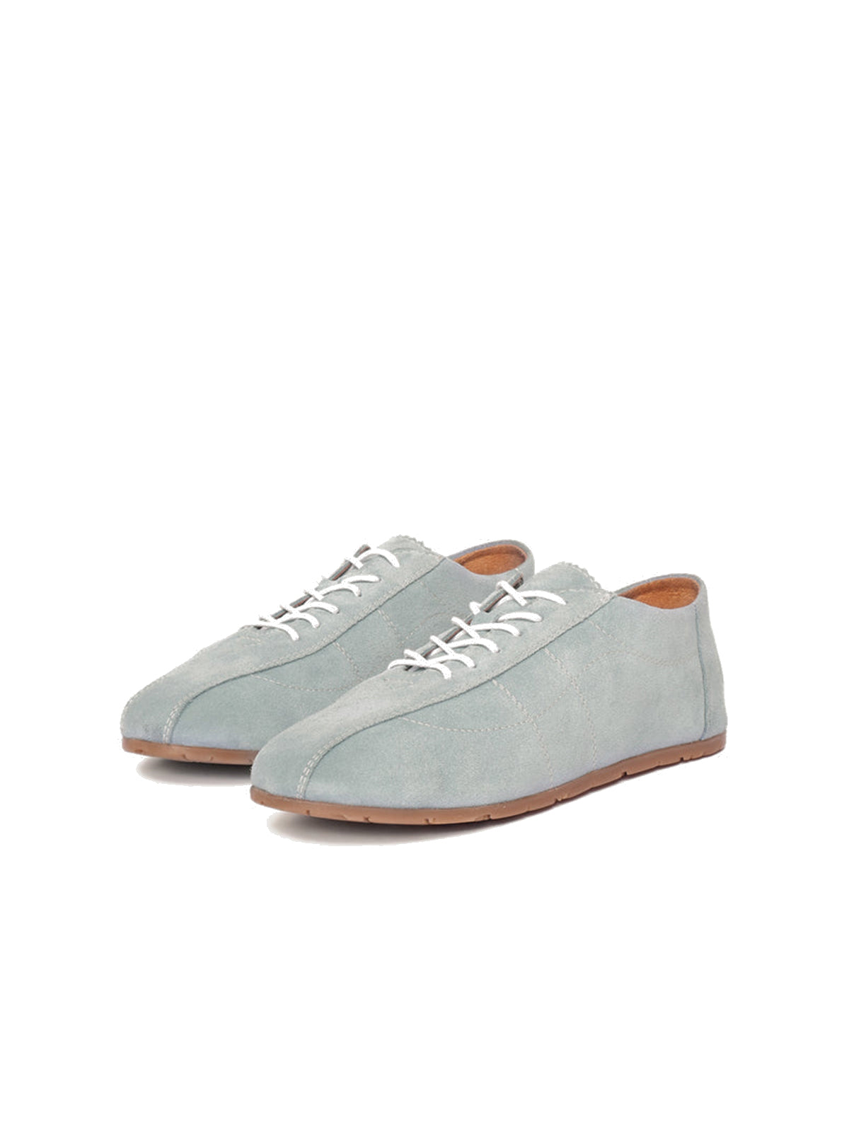 Sky Blue Faux Suede Round-Toe Lace-Up Chic Sneakers Flats