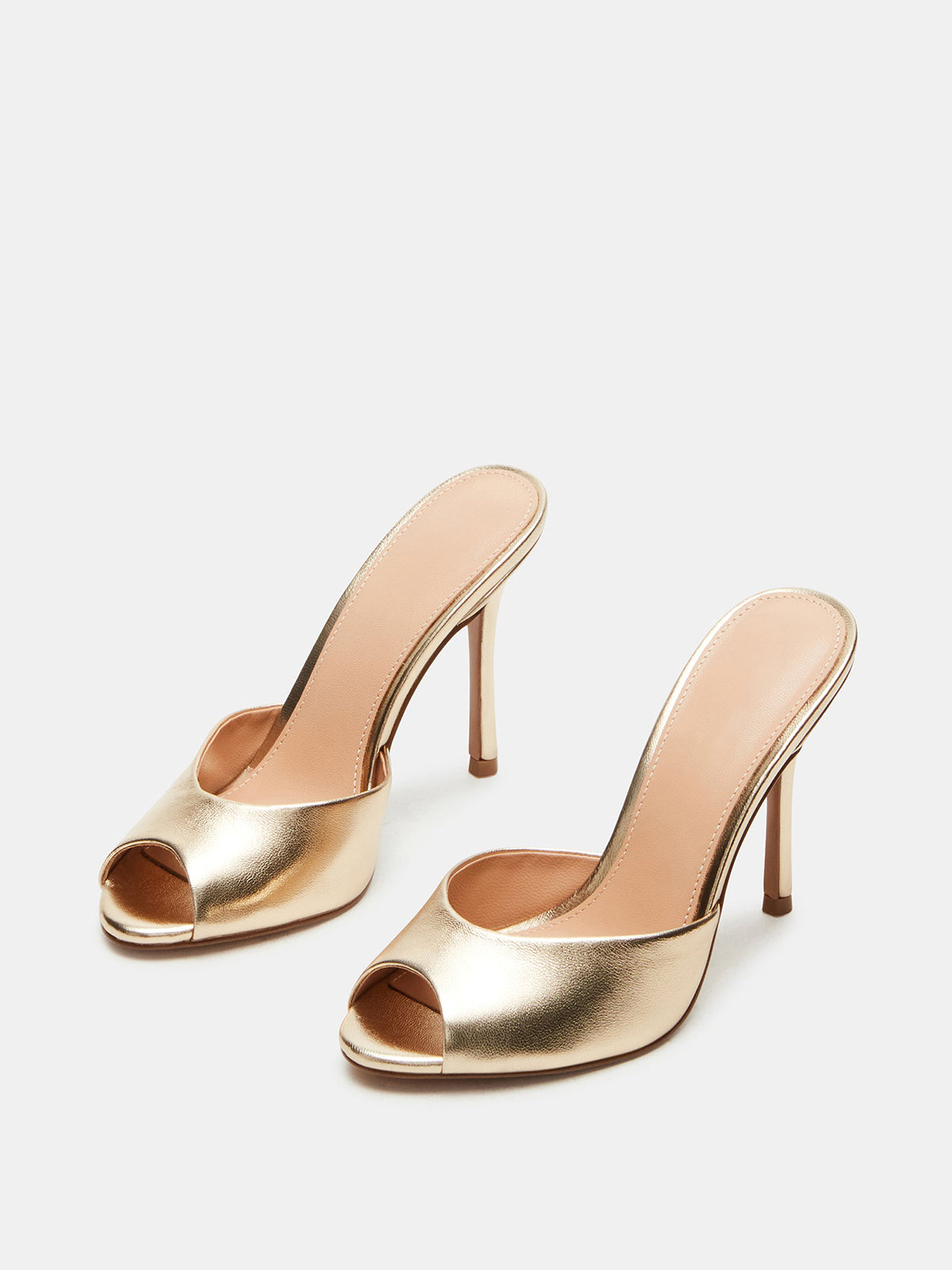 Round-Toe Slip-On High Stiletto Heels Pumps - Metallic Gold