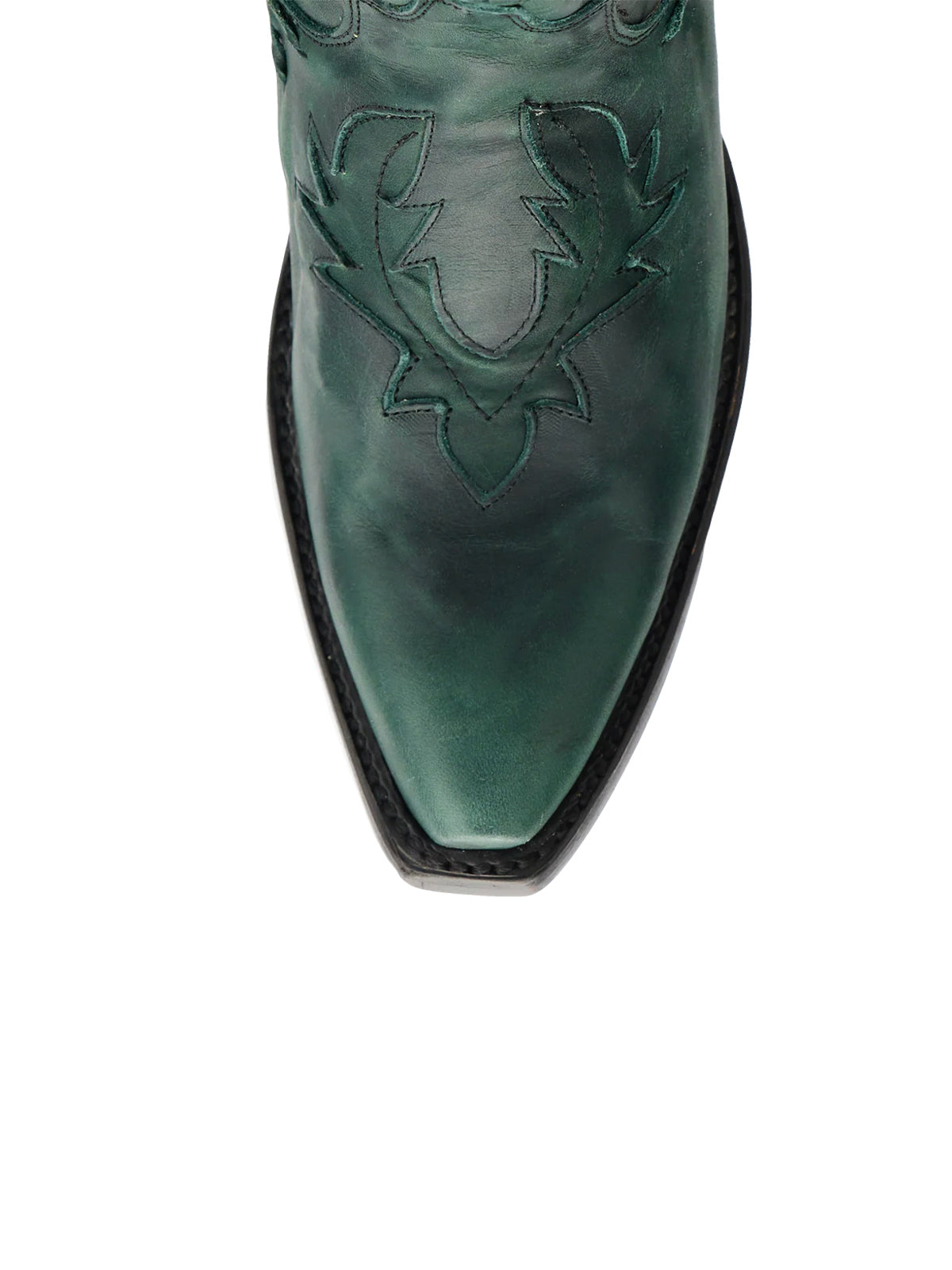 Half-Zip Snip-Toe Embroidery And Inlay Back Lace-Up Knee High Cowgirl Boots - Green