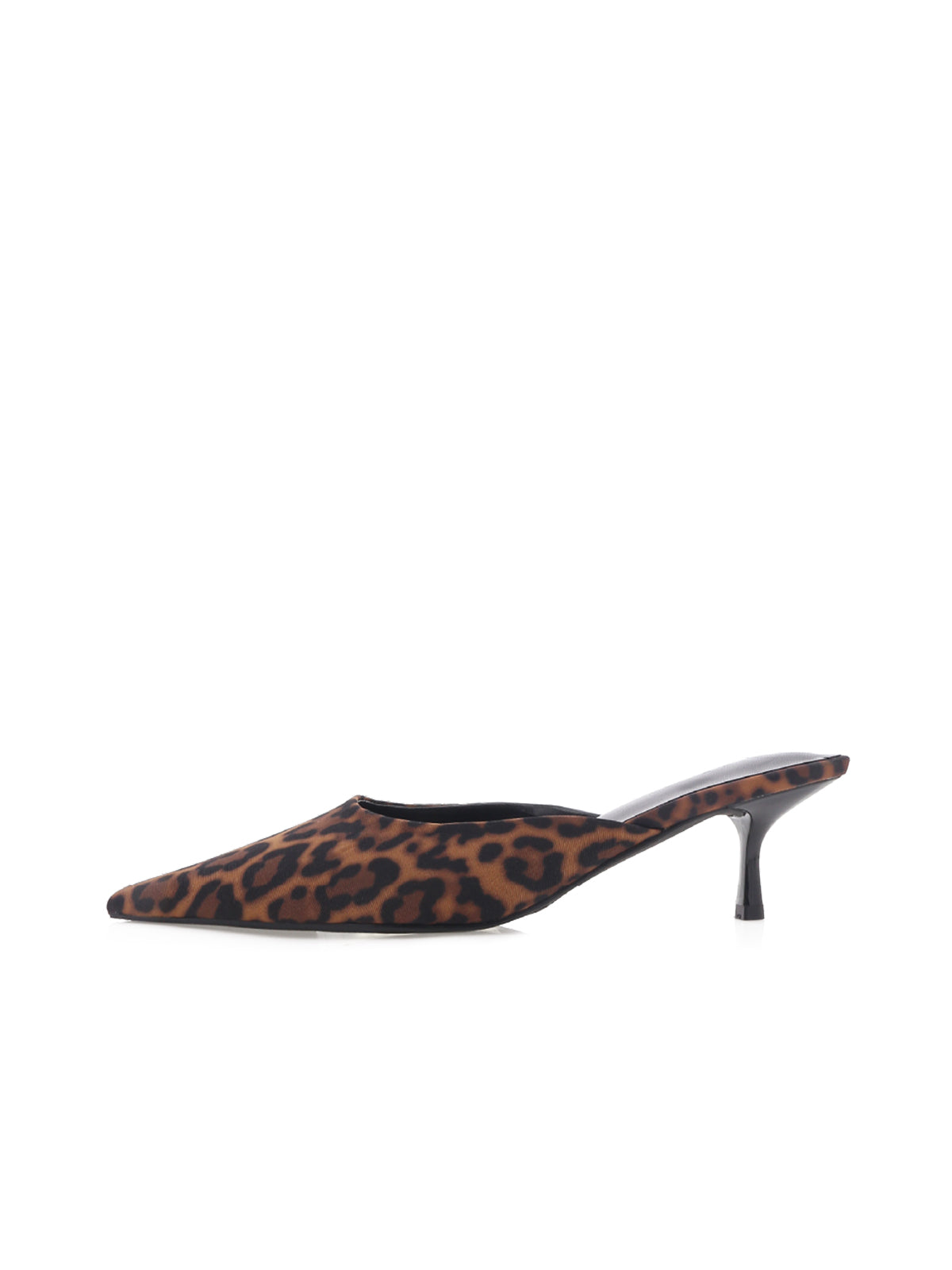 Leopard Faux Suede Pointed-Toe Simple Slip-On Kitten Heels