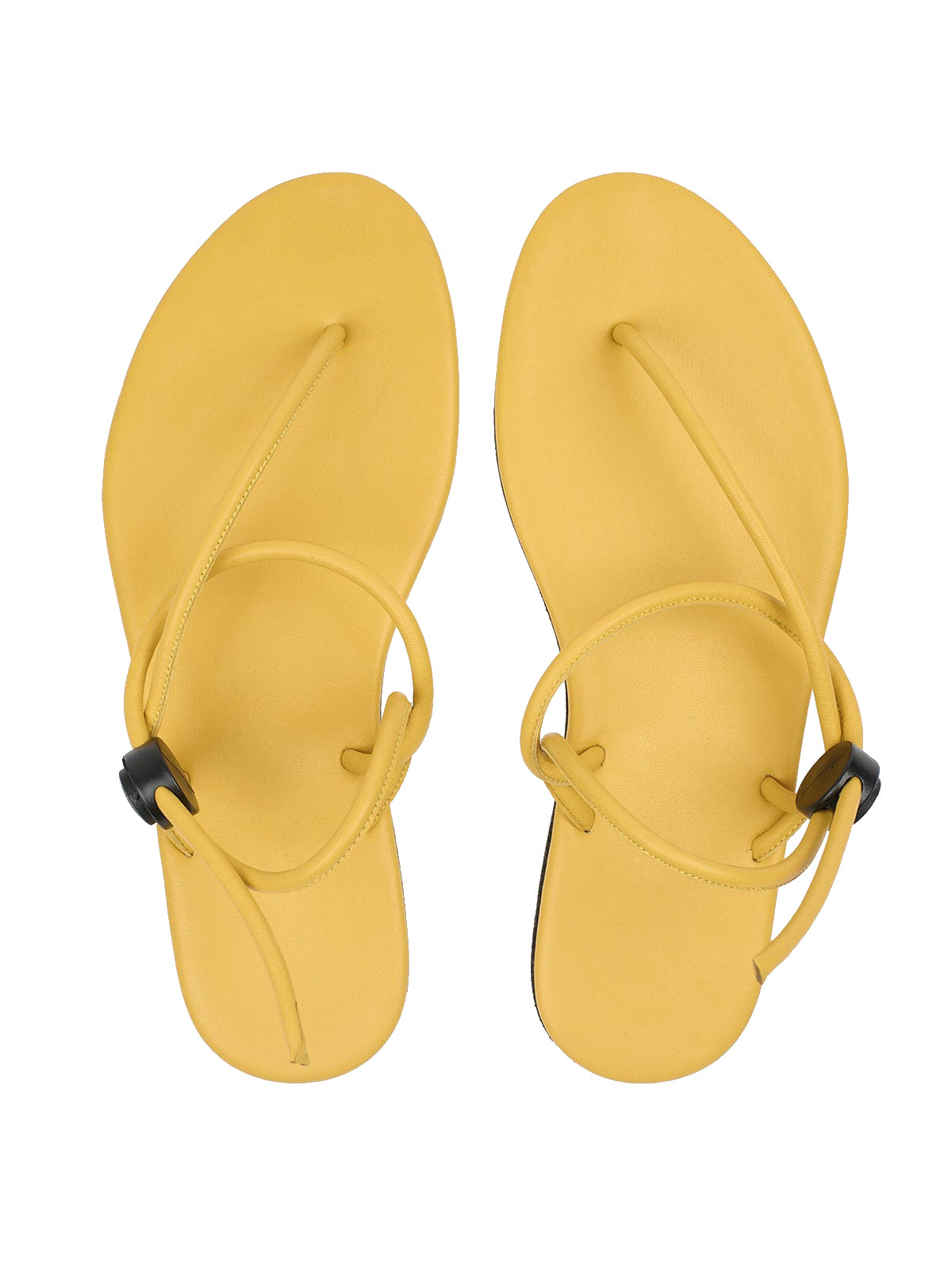 Yellow Round-Toe Flip-Flops String Detail Slip-On Flats