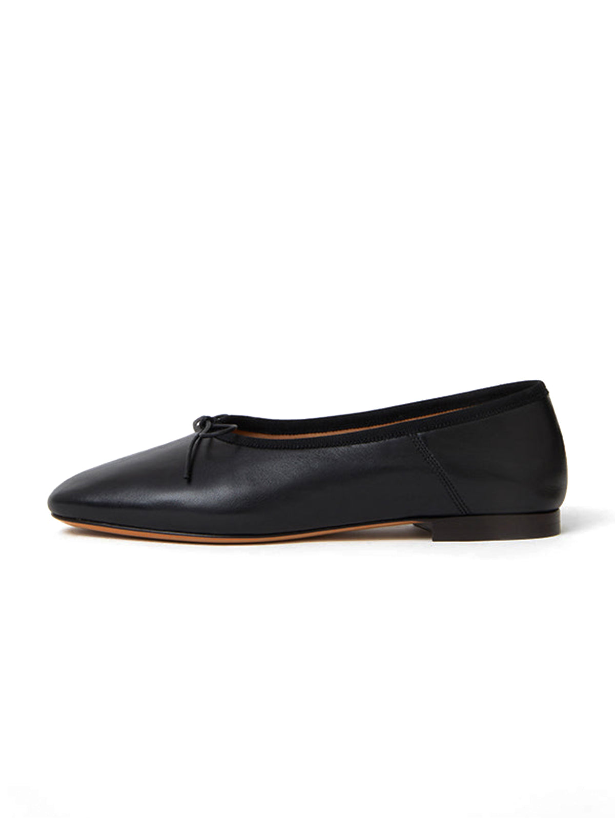 Black Round-Toe Front Chic Bow Slip-On Ballet Flats
