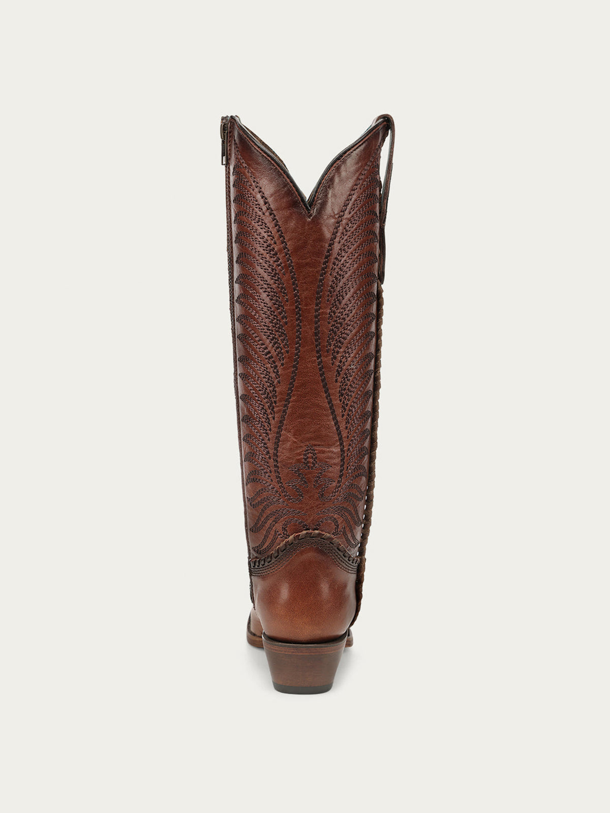 Chic Wings Embroidery Snip-Toe Full-Zip Knee High Cowgirl Boots - Honey