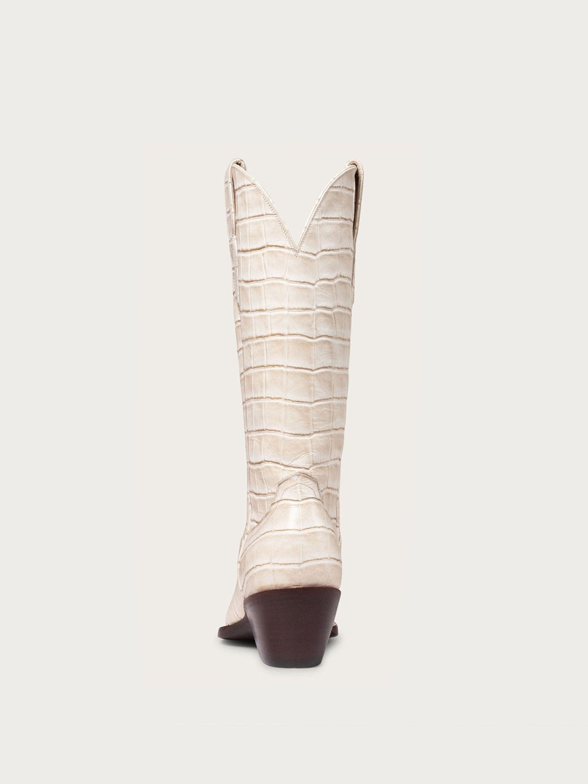 Bone Crocodile Pattern Snip-Toe Chic Mid Calf Simple Cowgirl Boots