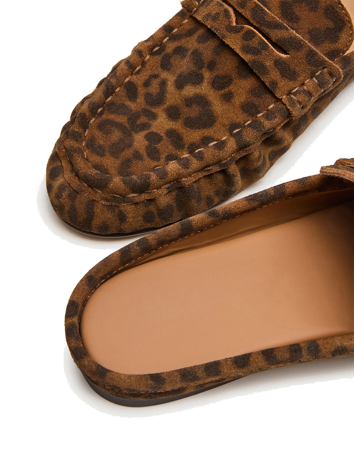 Leopard Faux Suede Round-Toe Stylish Slip-On Flats
