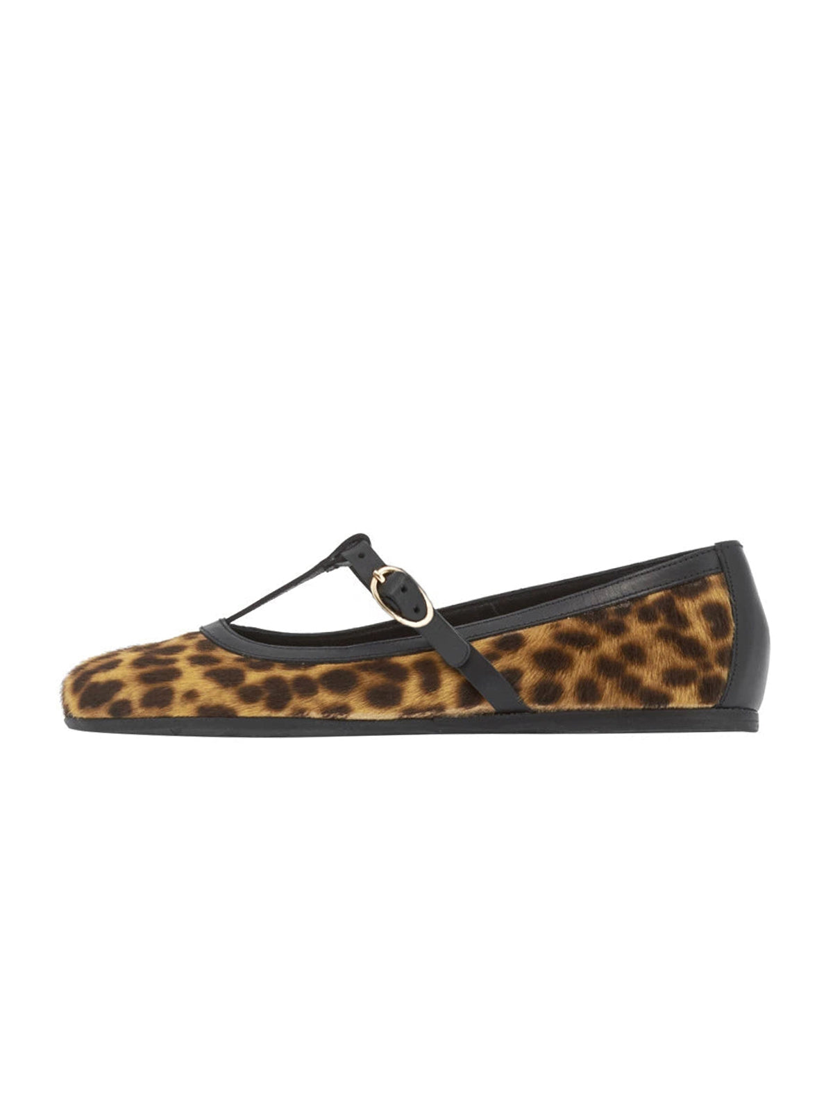 Leopard Print Round-Toe T-Strap Chic Ballet Flats
