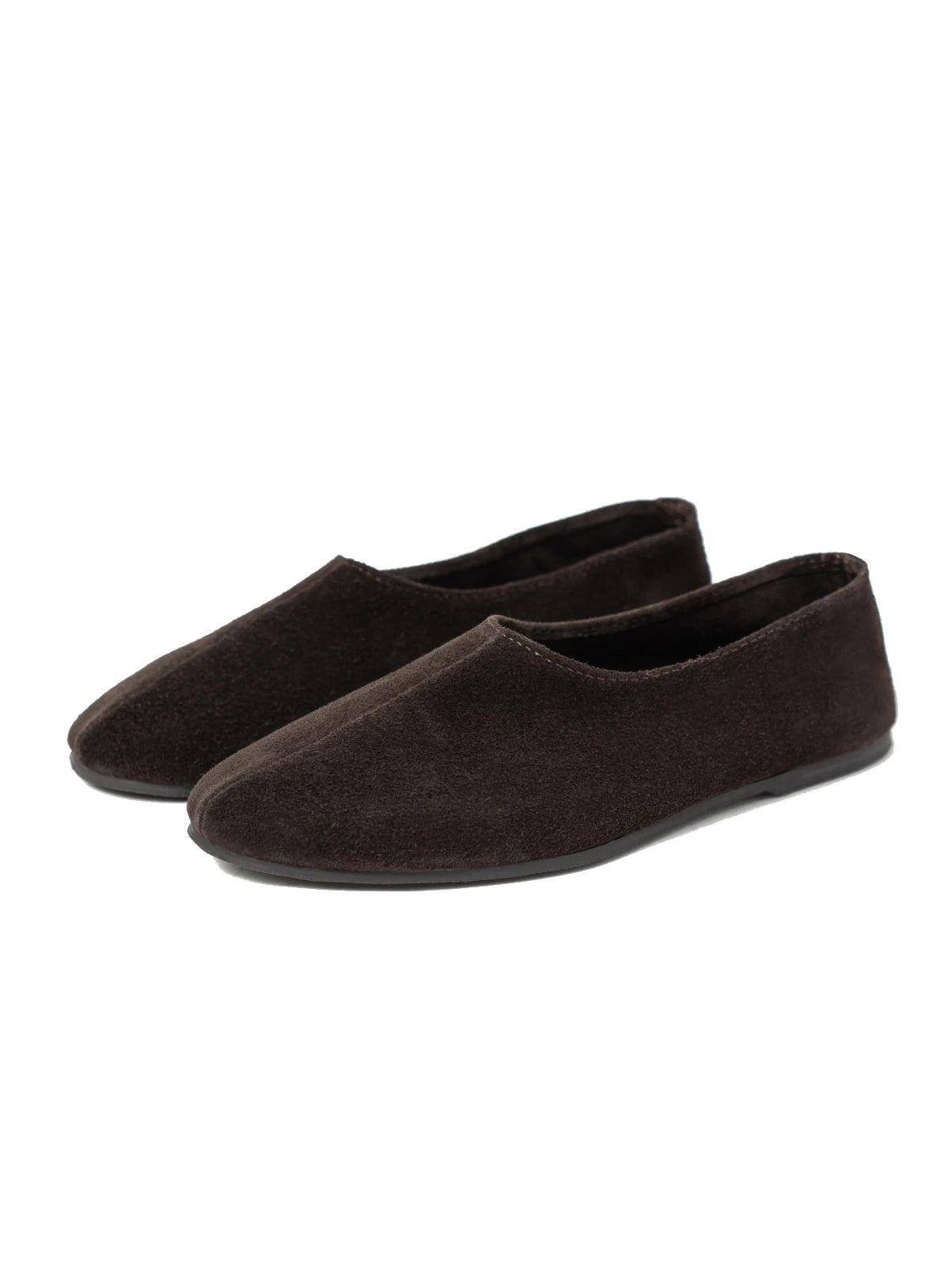 Coffee Cow Suede Round-Toe Slip-On Simple Flats