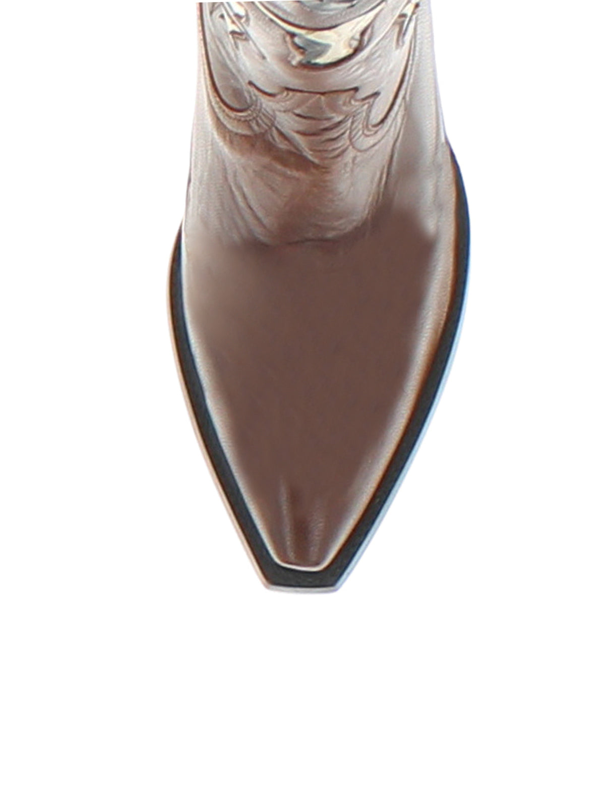 Brown Snip-Toe Tauren Inlay Mid Calf Cowgirl Boots