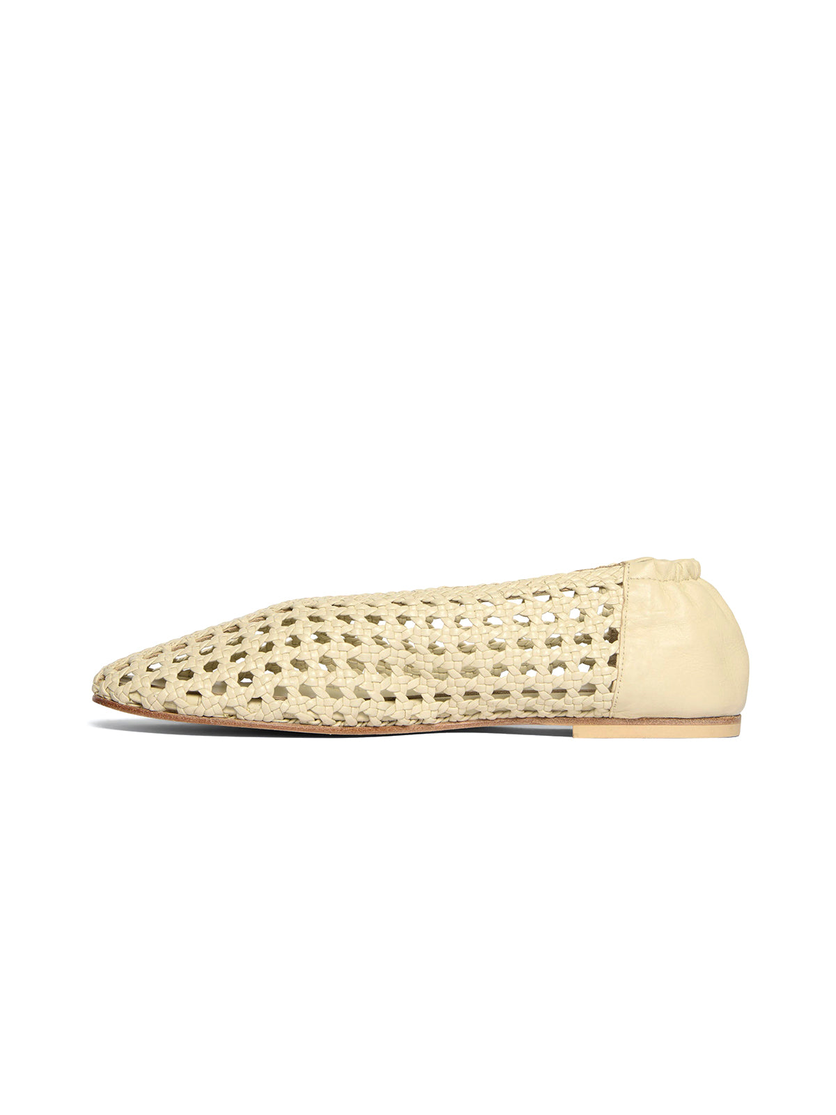Vanilla Woven Vegan Leather Chic Round-Toe Slip-On Ballet Flats