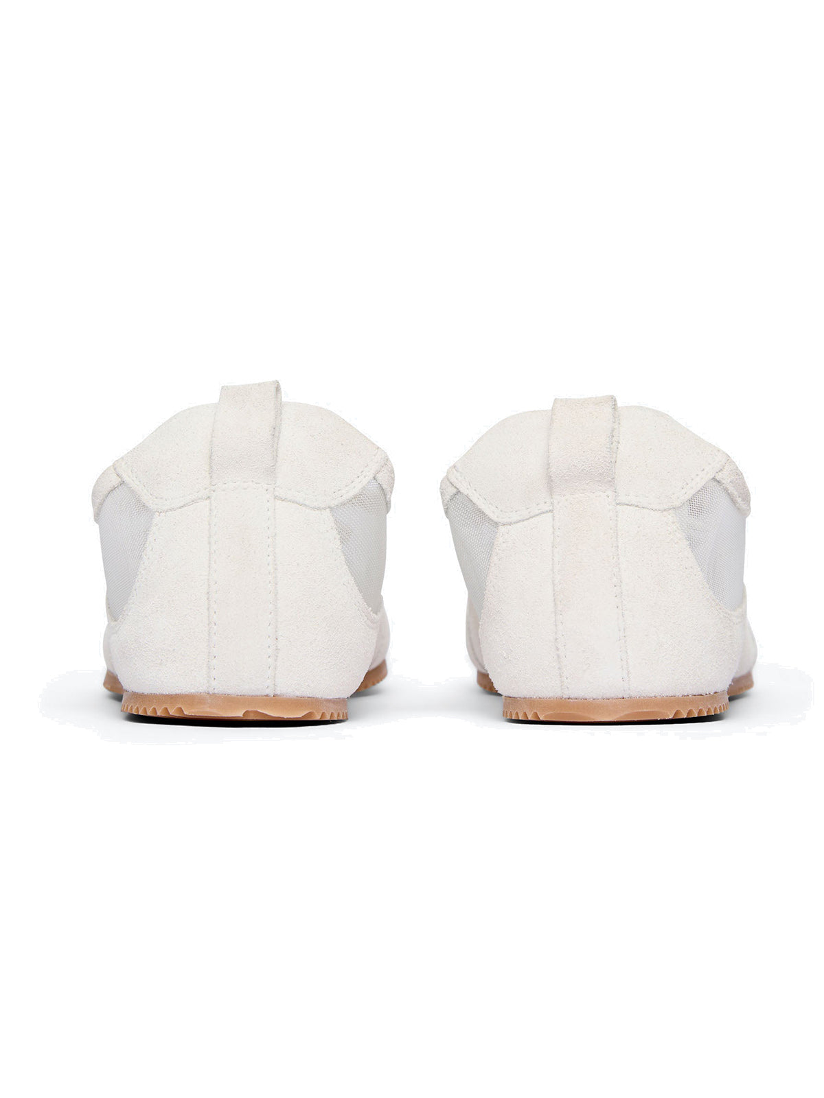 Ivory Cow Suede And Mesh Square-Toe Stylish Lace-Up Sneakers