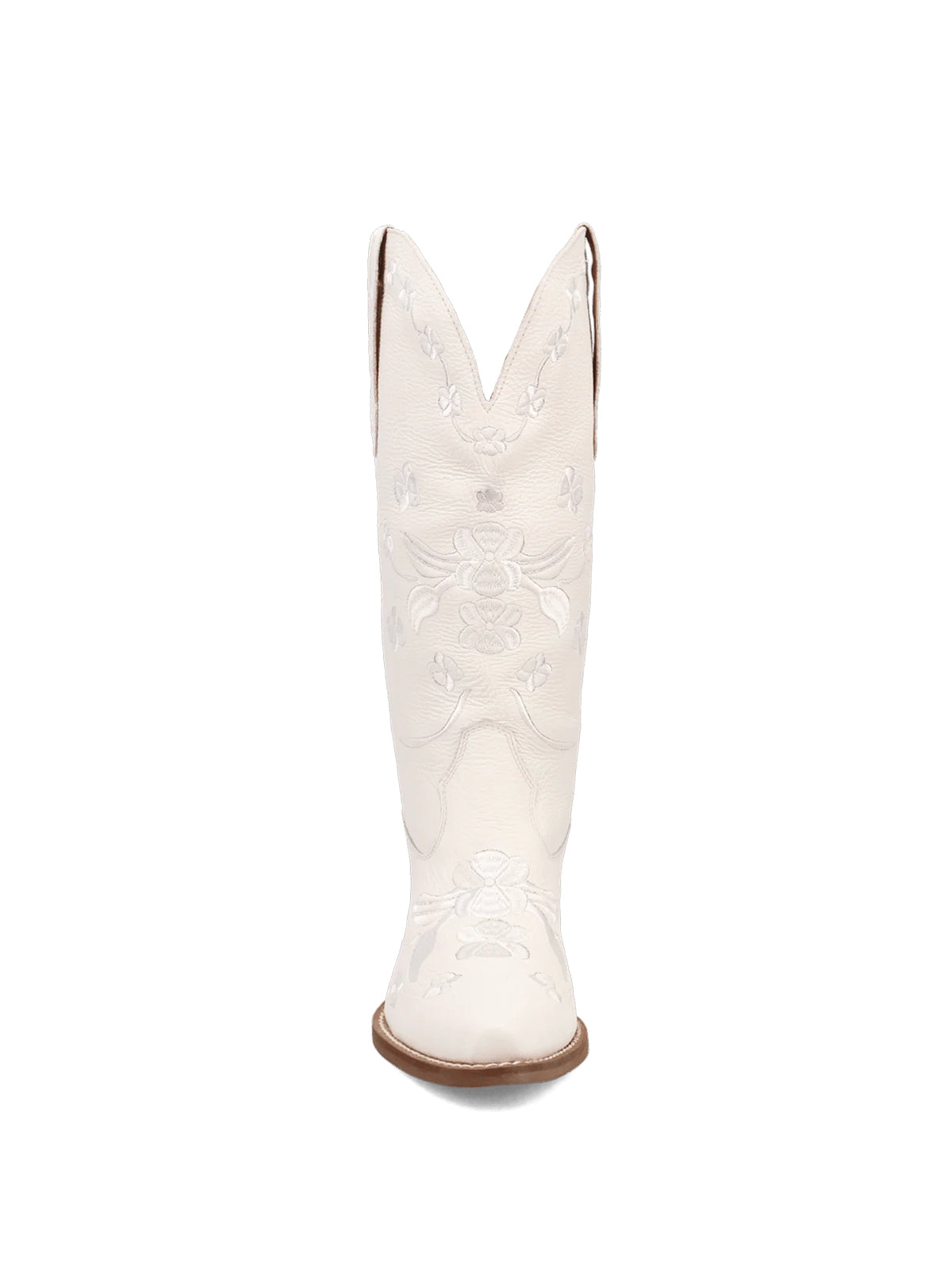 Flowers Embroidery Snip-Toe Mid Calf Cowgirl Boots - White