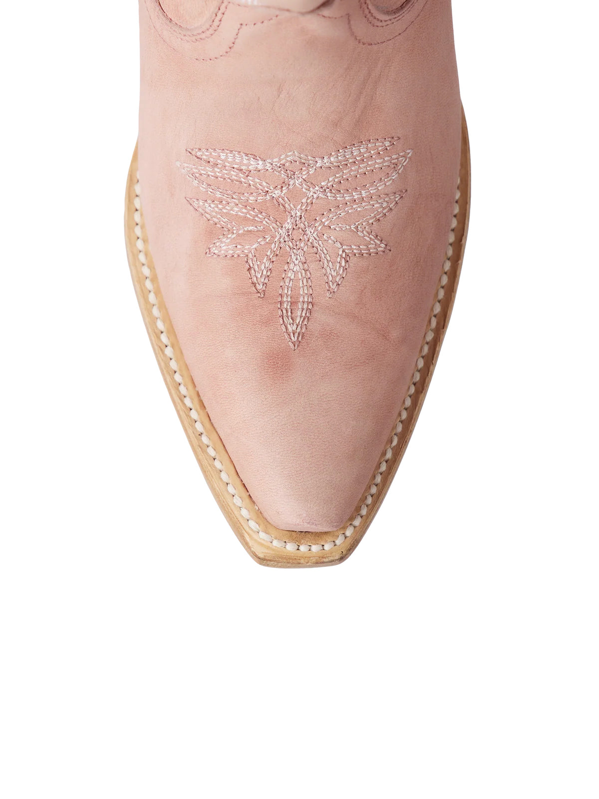Western Snip-Toe Embroidery Classic Knee High Half-Zip Cowgirl Boots - Blush Pink