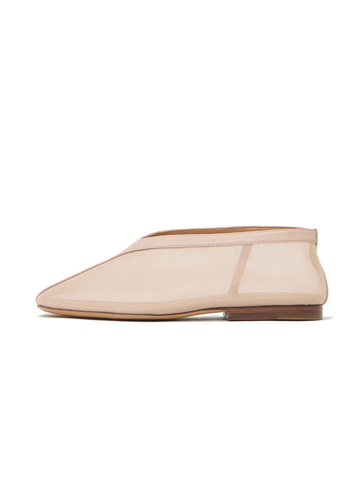 Nude Mesh Square-Toe V-Cut Vamp Ballet Flats