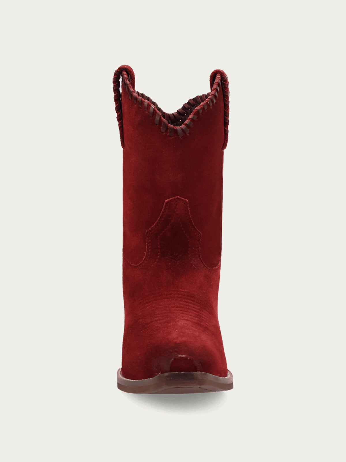 Red Faux Suede Snip-Toe Short Slip-On Ankle Cowgirl Boots
