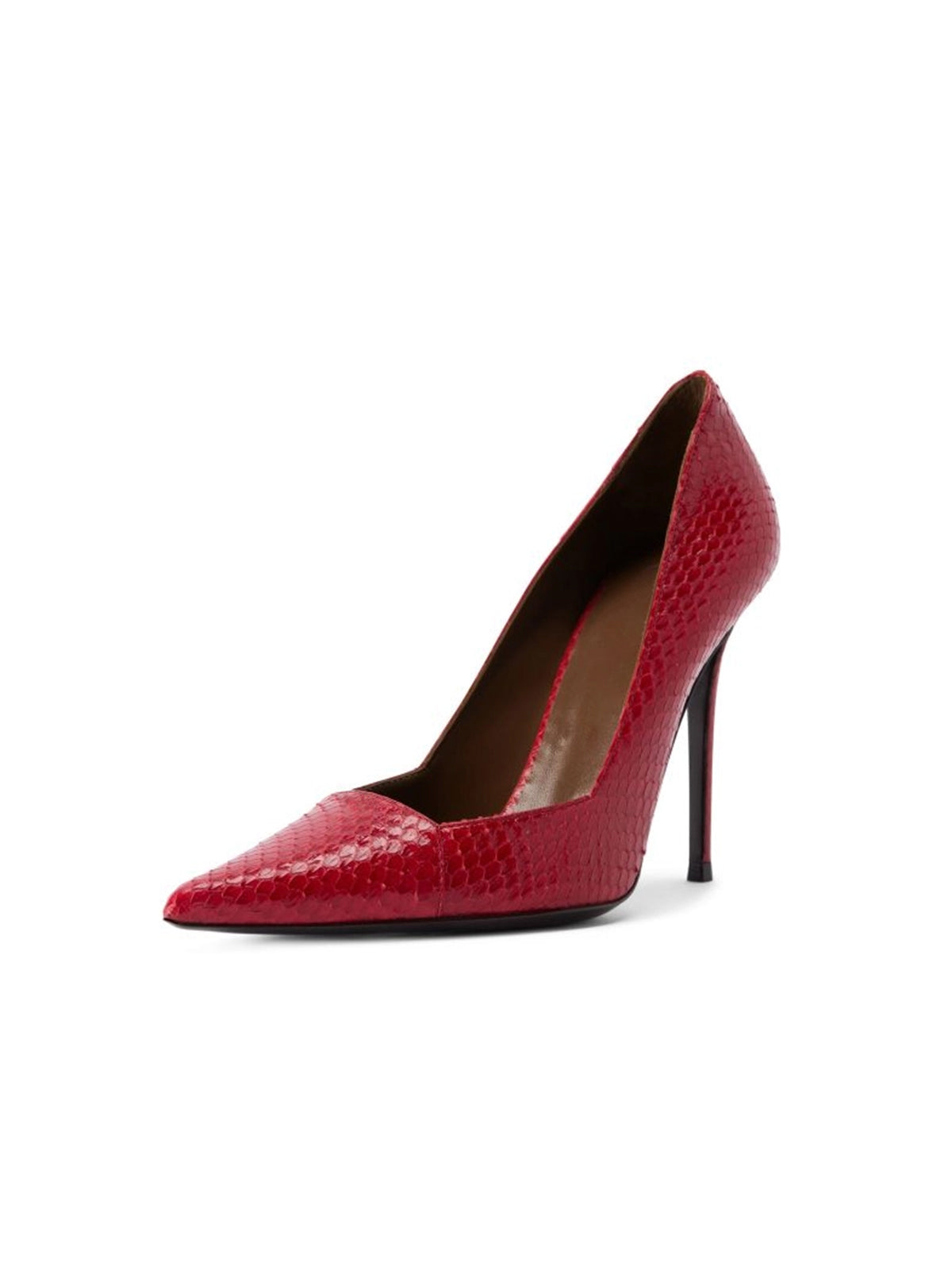 Red Snakeskin Print Pointed-Toe Classic Slip-On Pumps High Heels