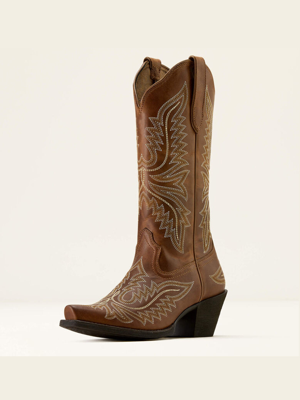 Dark Red Snip-Toe Western Embroidery Mid Calf Cowgirl Boots For Women
