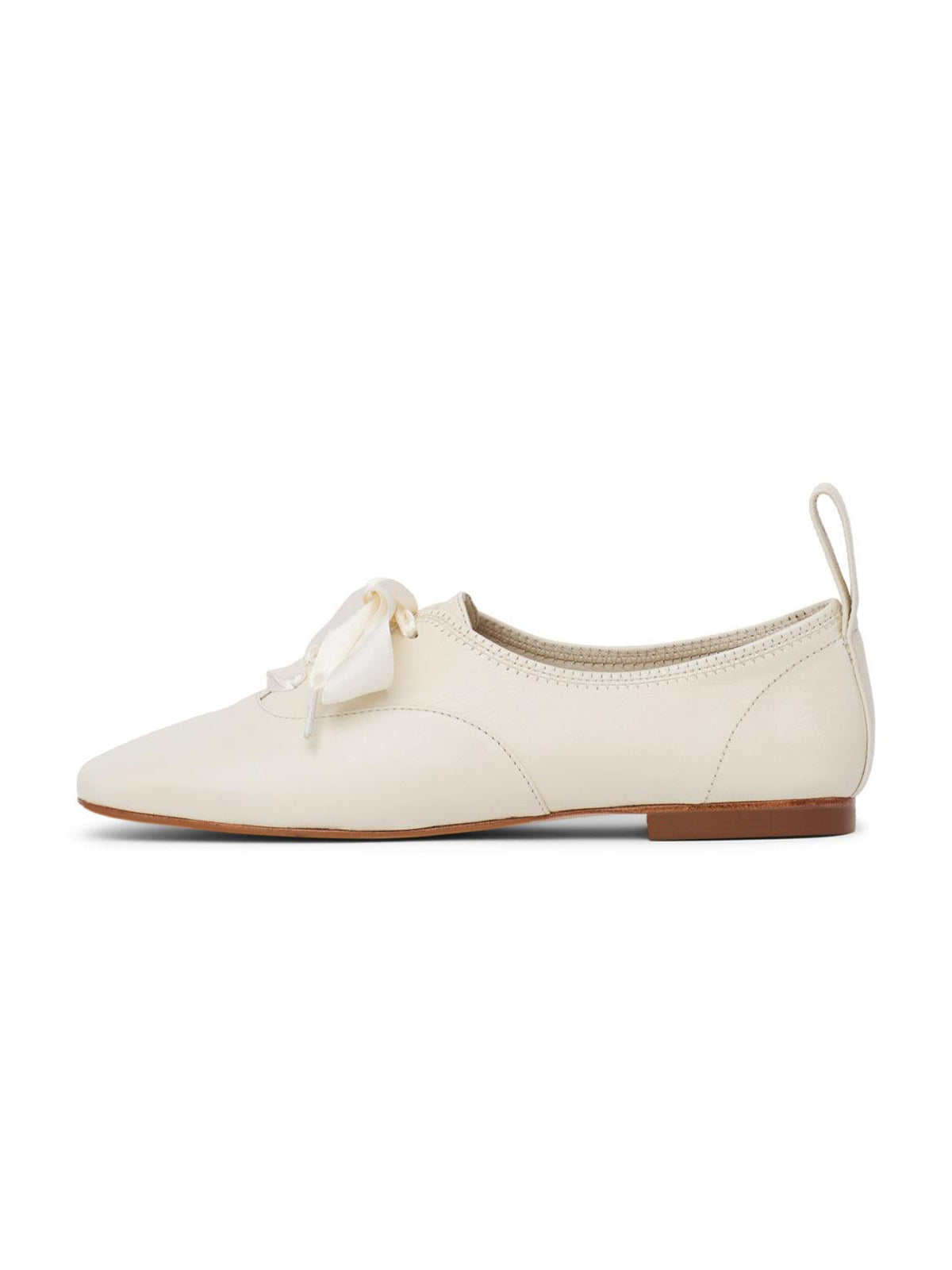 Ivory Square-Toe Chic Lace-Up Slip-On Simple Flats