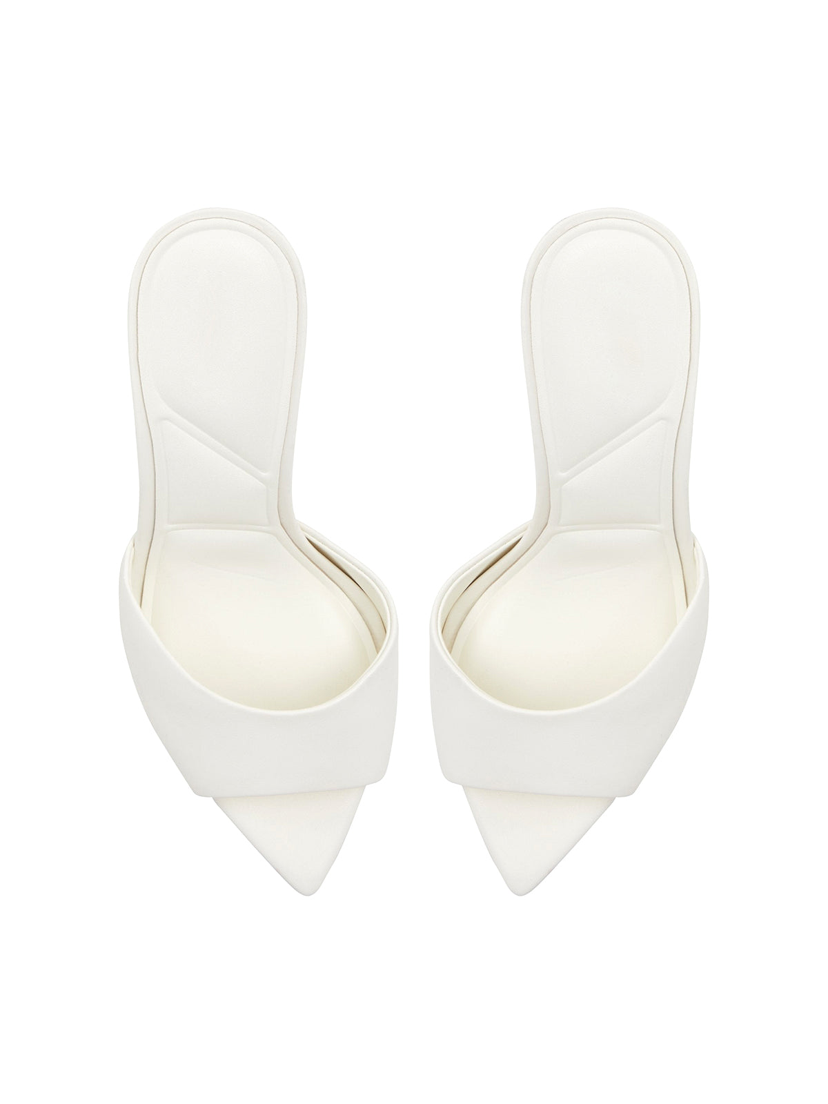 White Open Pointed-Toe Slip-On Backless High Heels