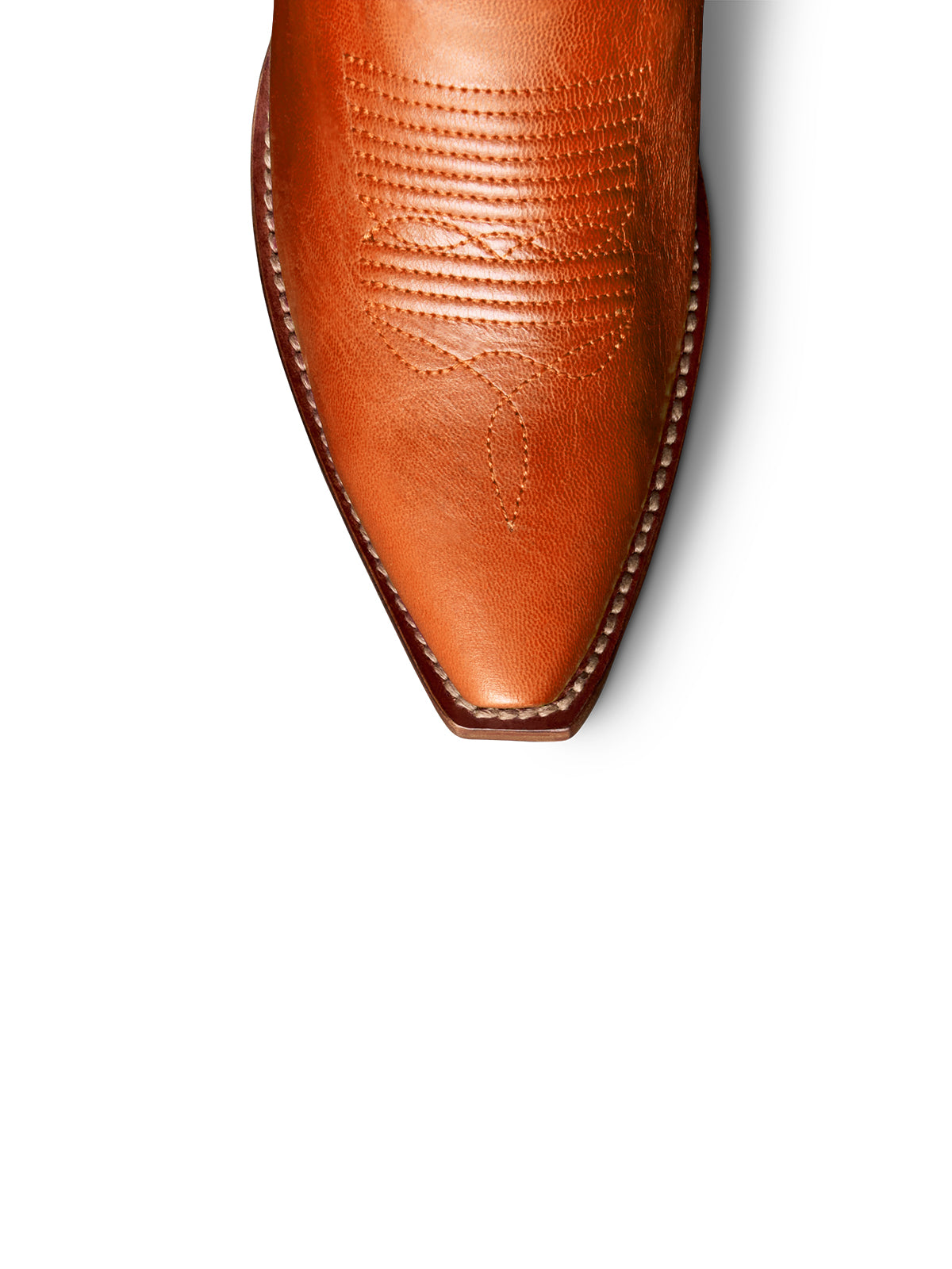 Distressed Orange Snip-Toe Embroidery Wide Calf Knee High Cowgirl Boots