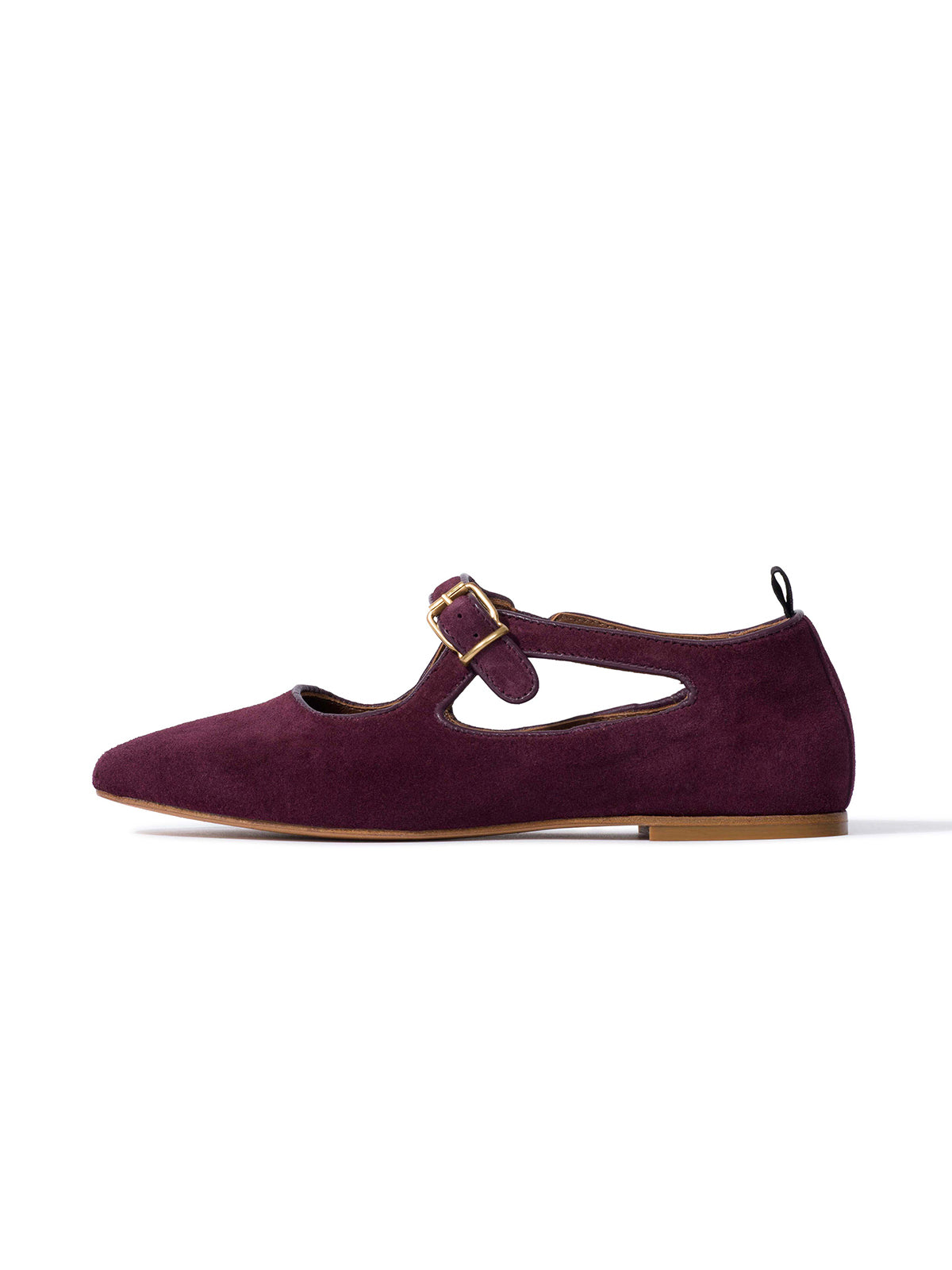 Square-Toe Buckle Strap Chic Flats - Coffee Faux Suede