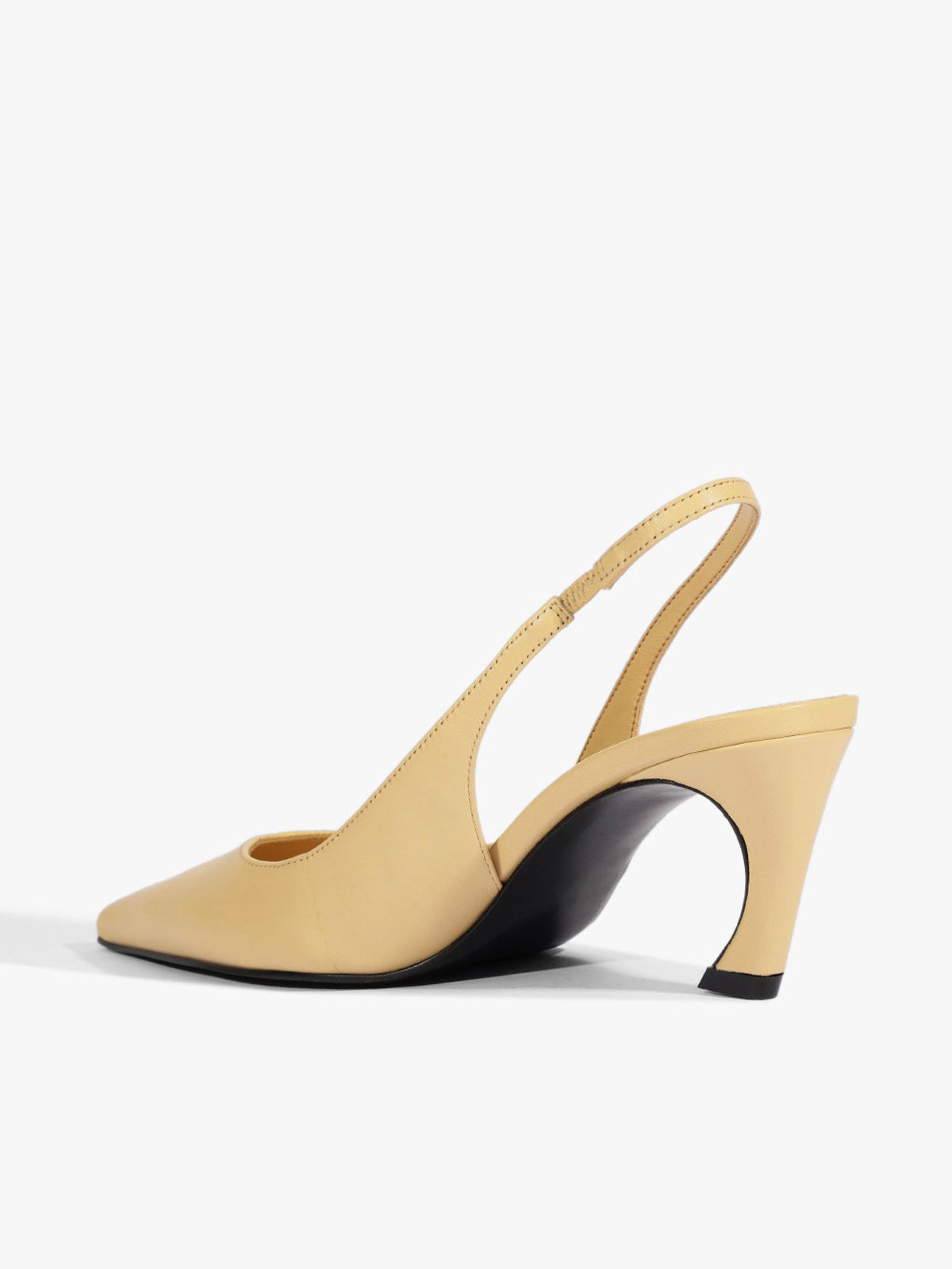 Slingback Pointed-Toe Simple Kitten Heels - Beige
