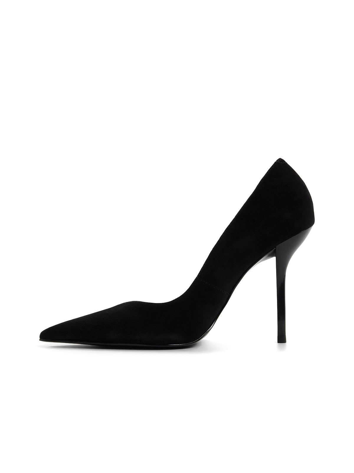Black Faux Suede Pointed-Toe Classic Backless High Heels