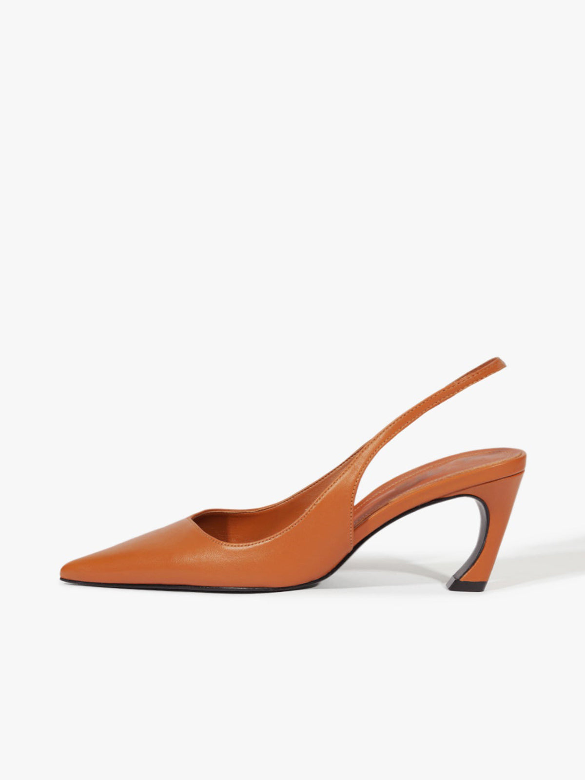 Slingback Pointed-Toe Simple Kitten Heels - Brown