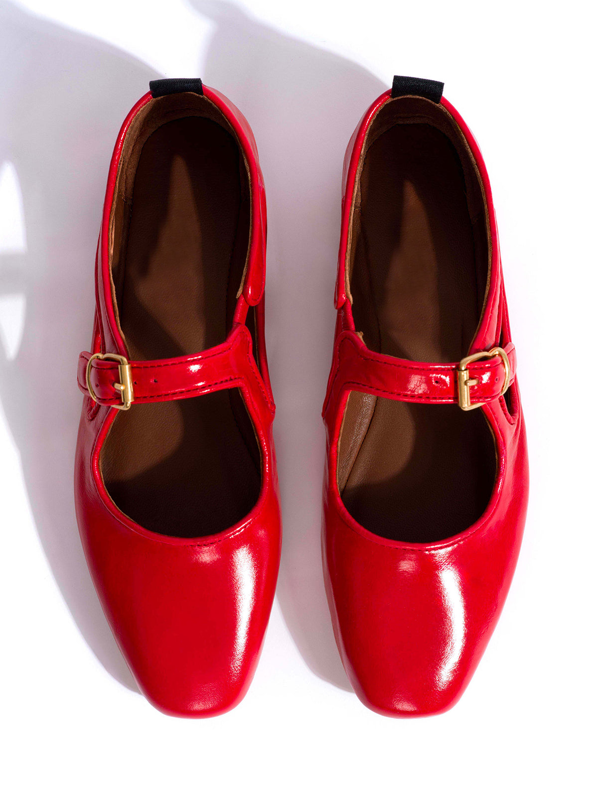 Square-Toe Buckle Strap Chic Flats - Orange